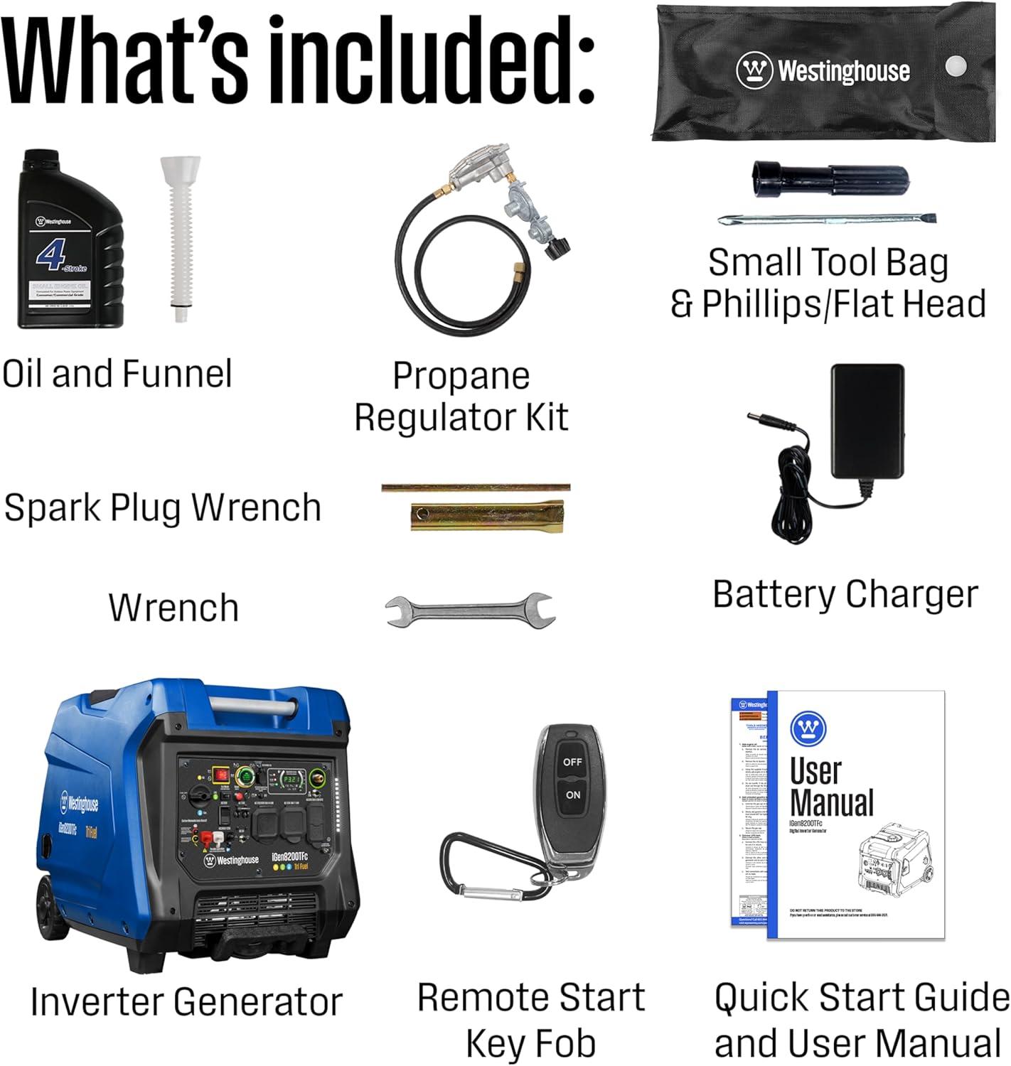 image:imageWestinghouse 11000 Peak Watt TriFuel Portable Inverter Generator Remote Start Transfer Switch Ready GasPropaneNatural Gas Powered Low THD Safe for Electronics Parallel Capable CO Sensor8200 Watts Inverter Tri Fuel