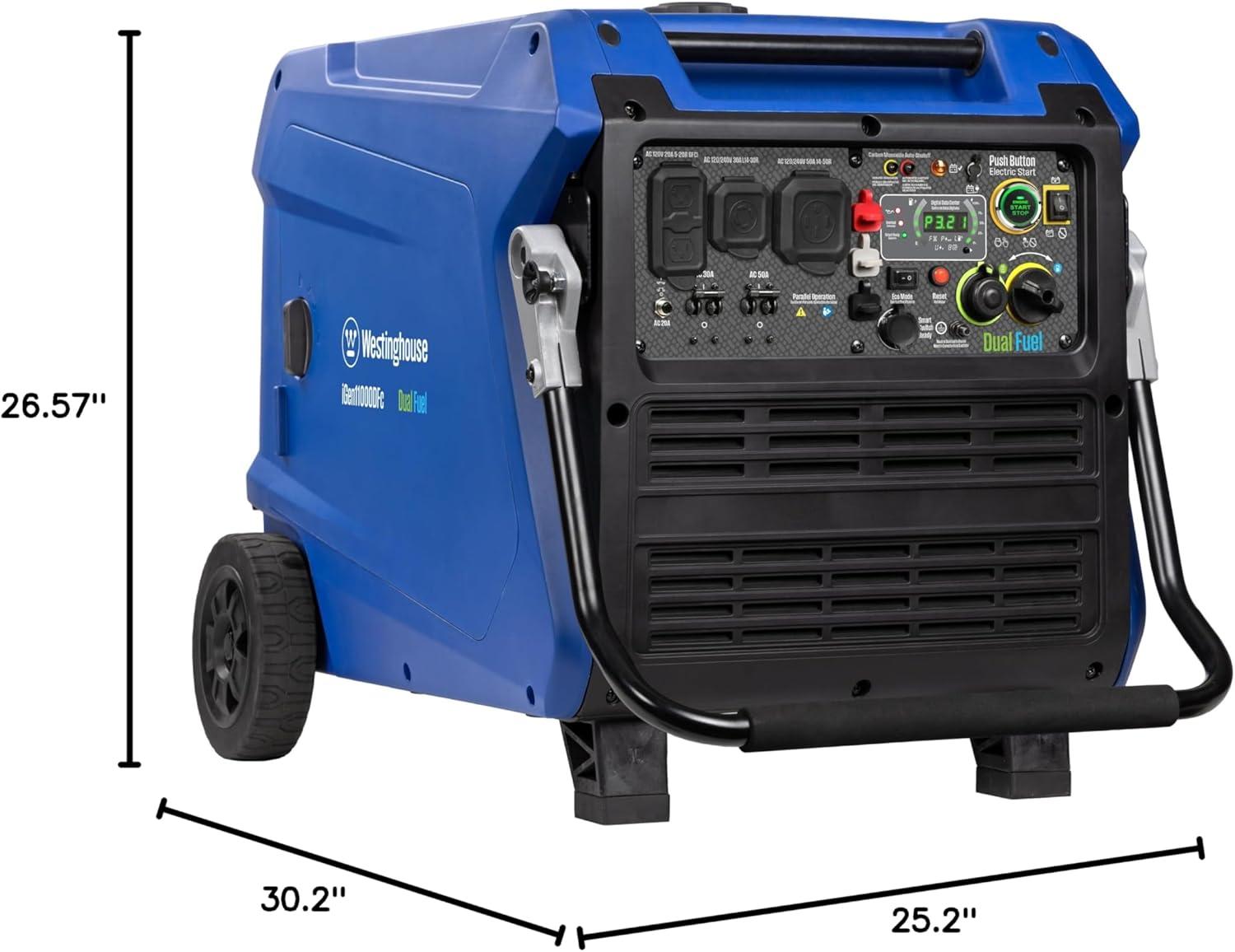 image:imageWestinghouse 11000 Peak Watt TriFuel Portable Inverter Generator Remote Start Transfer Switch Ready GasPropaneNatural Gas Powered Low THD Safe for Electronics Parallel Capable CO Sensor11000 Watts Inverter Dual Fuel