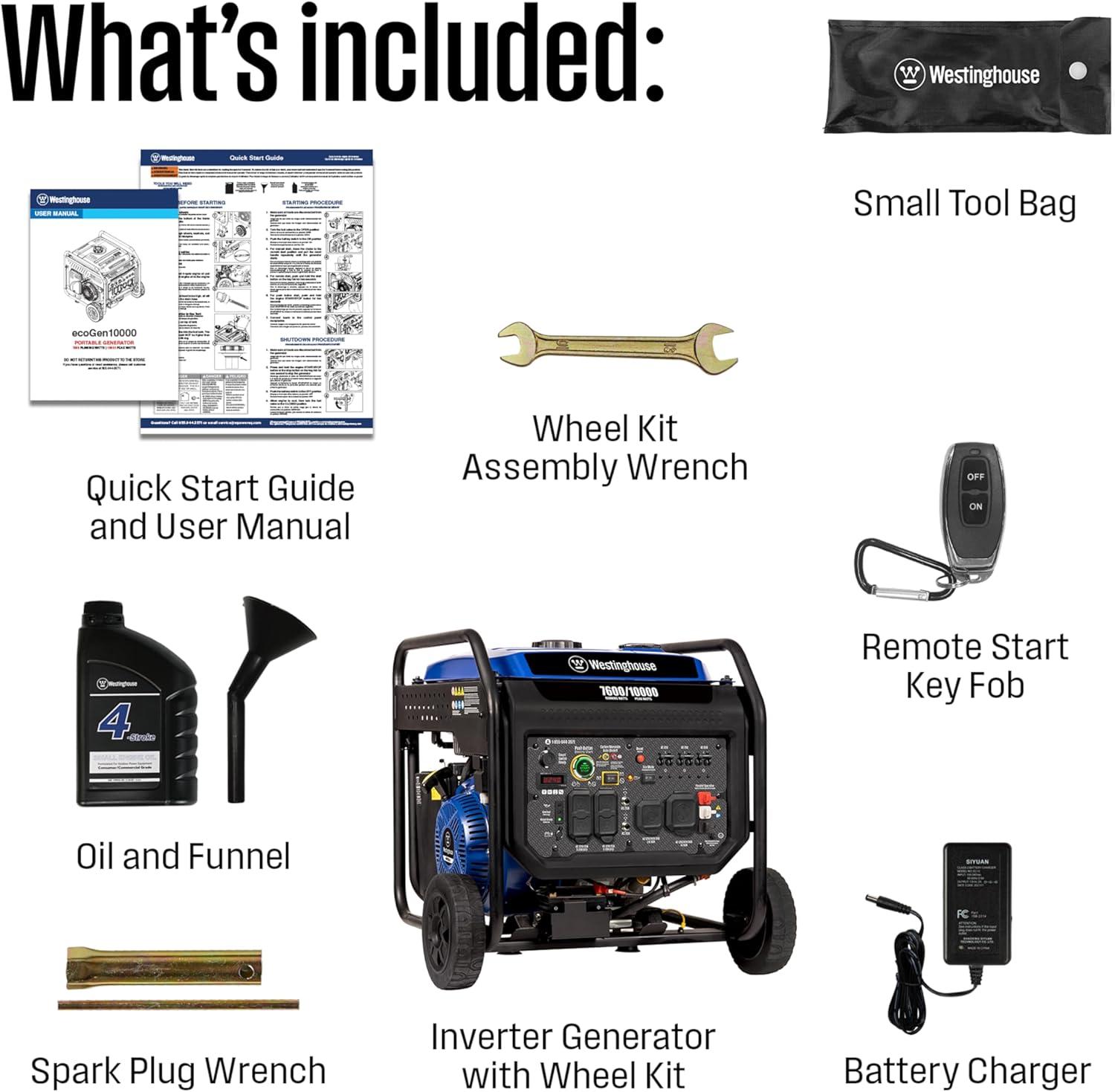 image:imageWestinghouse 11000 Peak Watt TriFuel Portable Inverter Generator Remote Start Transfer Switch Ready GasPropaneNatural Gas Powered Low THD Safe for Electronics Parallel Capable CO Sensor10000 Watts Inverter CO Sensor
