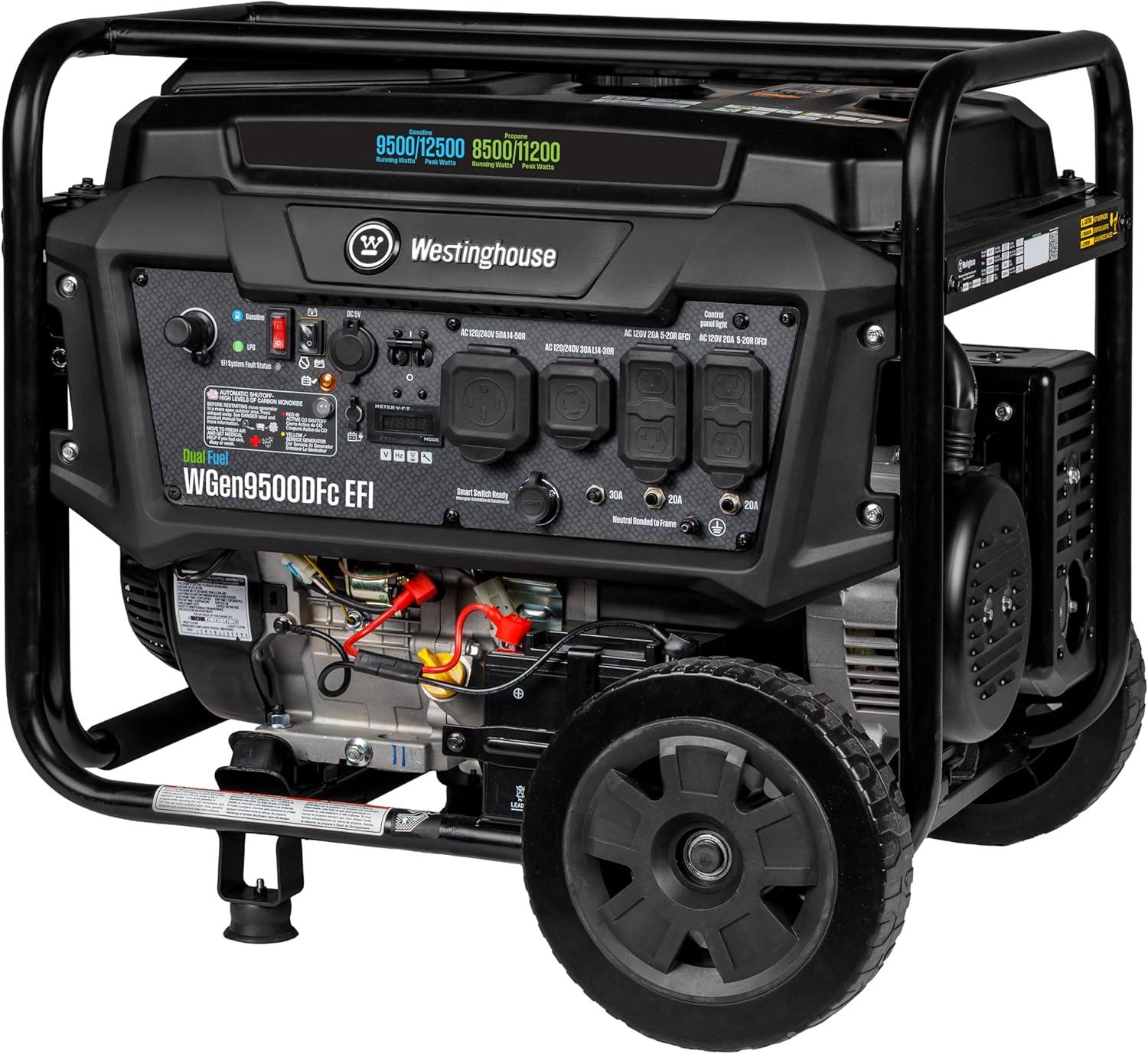 image:imageWestinghouse 12500 Peak Watt EFI TriFuel Home Backup Portable Generator Remote Electric Start Transfer Switch Ready Gas Propane and Natural Gas Powered CARB Compliant12500 Watts Dual Fuel EFI