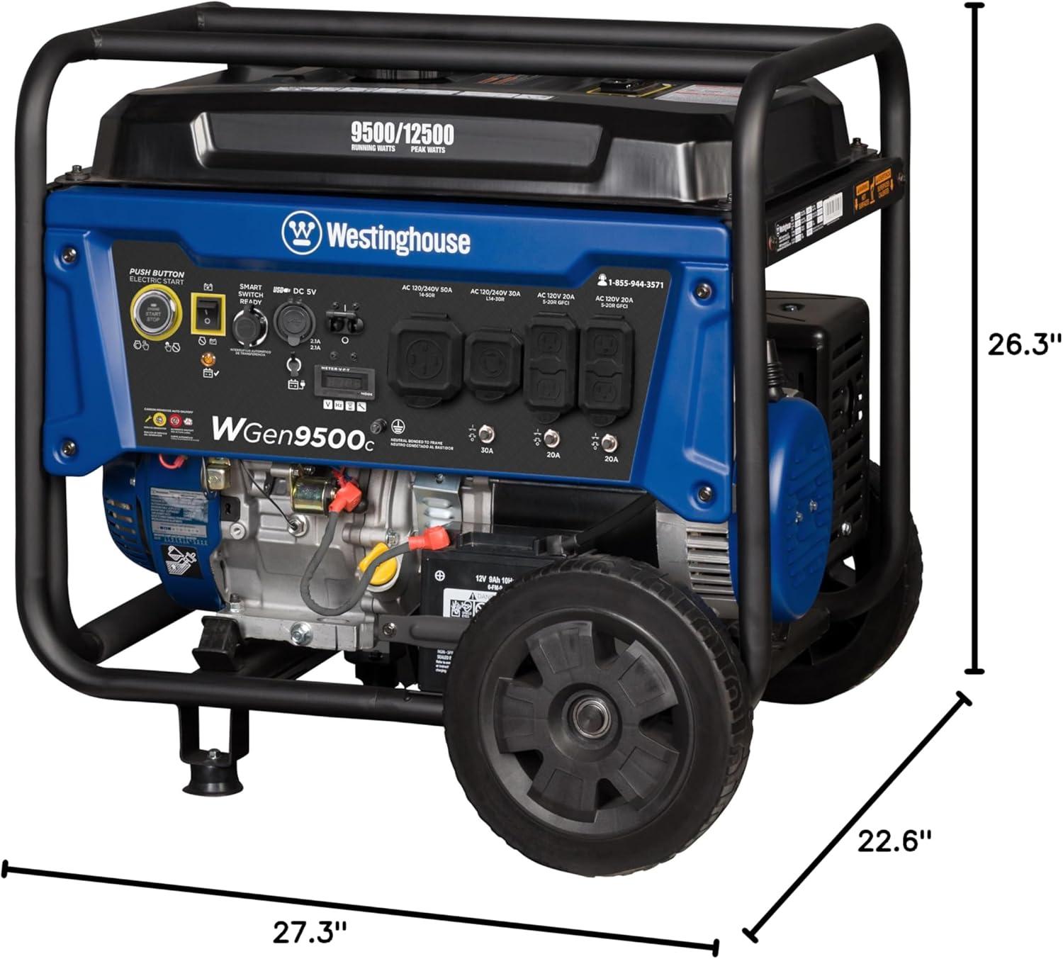 image:imageWestinghouse 12500 Peak Watt EFI TriFuel Home Backup Portable Generator Remote Electric Start Transfer Switch Ready Gas Propane and Natural Gas Powered CARB Compliant12500 Watts Gas Only