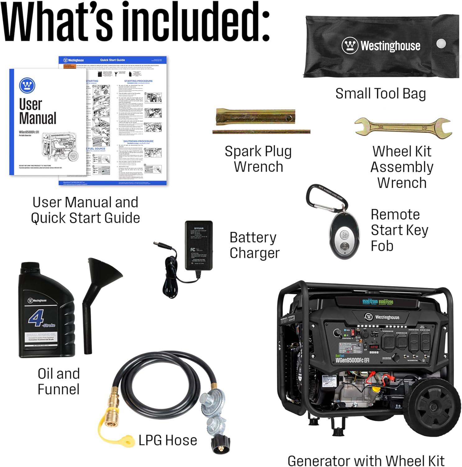 image:imageWestinghouse 12500 Peak Watt EFI TriFuel Home Backup Portable Generator Remote Electric Start Transfer Switch Ready Gas Propane and Natural Gas Powered CARB Compliant12500 Watts Dual Fuel EFI