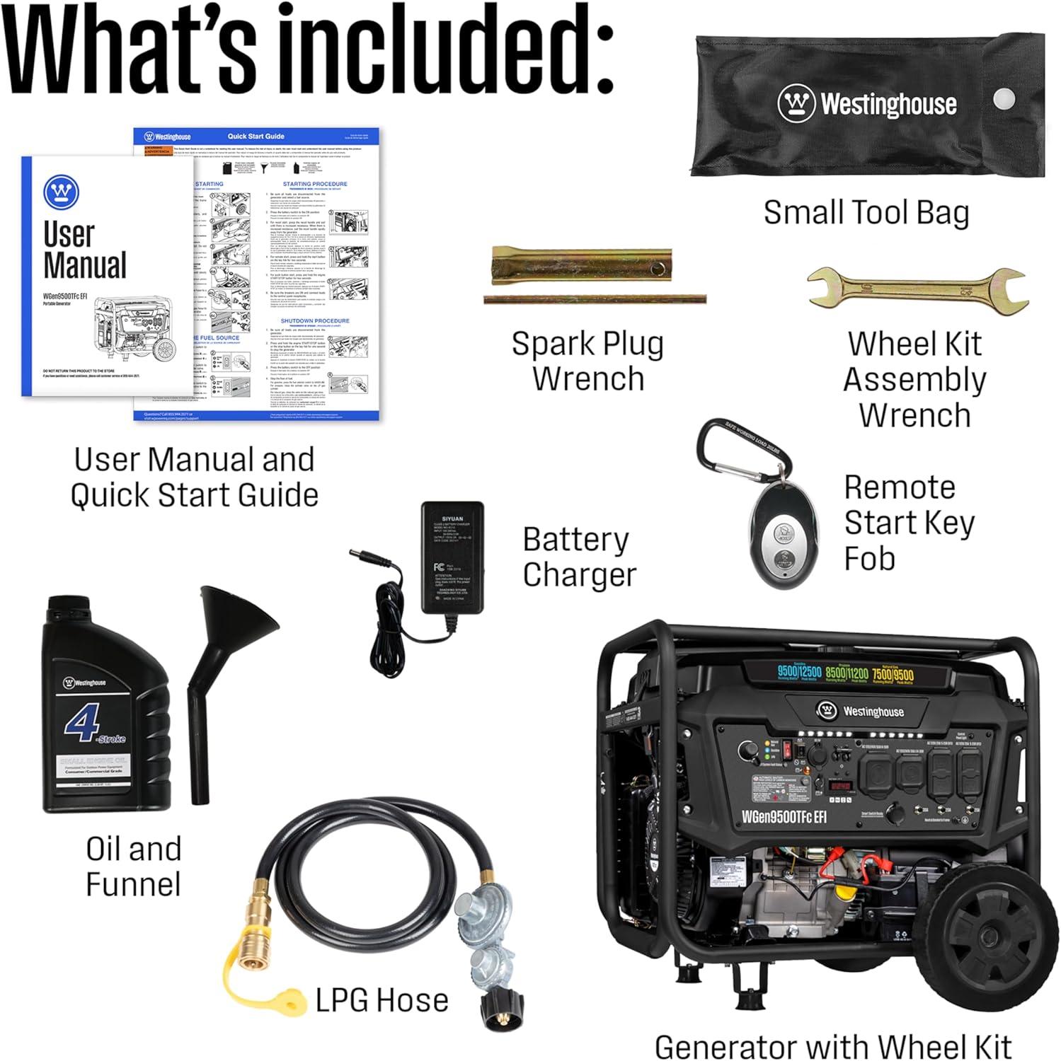 image:imageWestinghouse 12500 Peak Watt EFI TriFuel Home Backup Portable Generator Remote Electric Start Transfer Switch Ready Gas Propane and Natural Gas Powered CARB Compliant12500 Watts TriFuel EFI