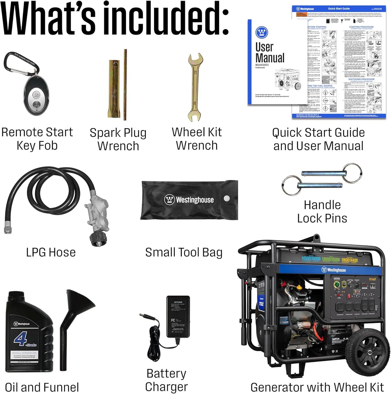 image:imageWestinghouse 18000 Peak Watt TriFuel Home Backup Portable Generator Remote Electric Start Transfer Switch Ready Gas Propane and Natural Gas Powered CO Sensor18000 Watts Tri Fuel CO Sensor