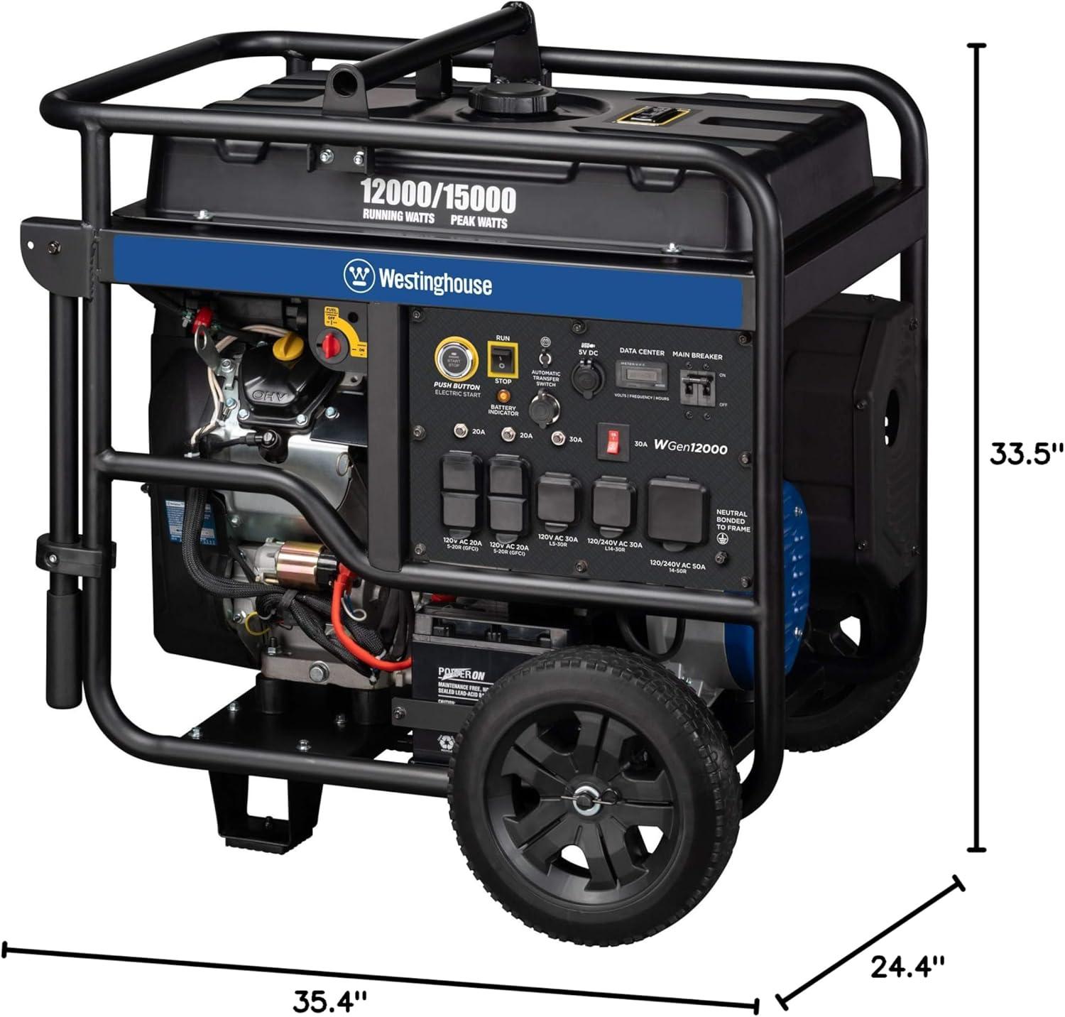 image:imageWestinghouse 18000 Peak Watt TriFuel Home Backup Portable Generator Remote Electric Start Transfer Switch Ready Gas Propane and Natural Gas Powered CO Sensor18000 Watts Gas Only CO Sensor