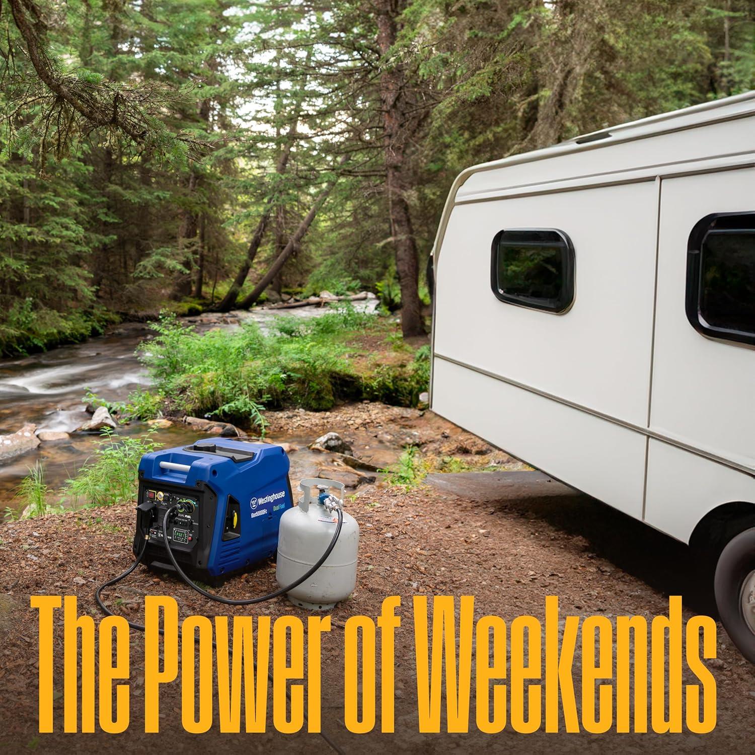image:imageWestinghouse 4000 Peak Watt Super Quiet Dual Fuel Portable Inverter Generator Remote Electric Start Gas amp Propane Powered RV Ready CO Sensor Parallel Capable5000 Watts Dual Fuel Remote Start