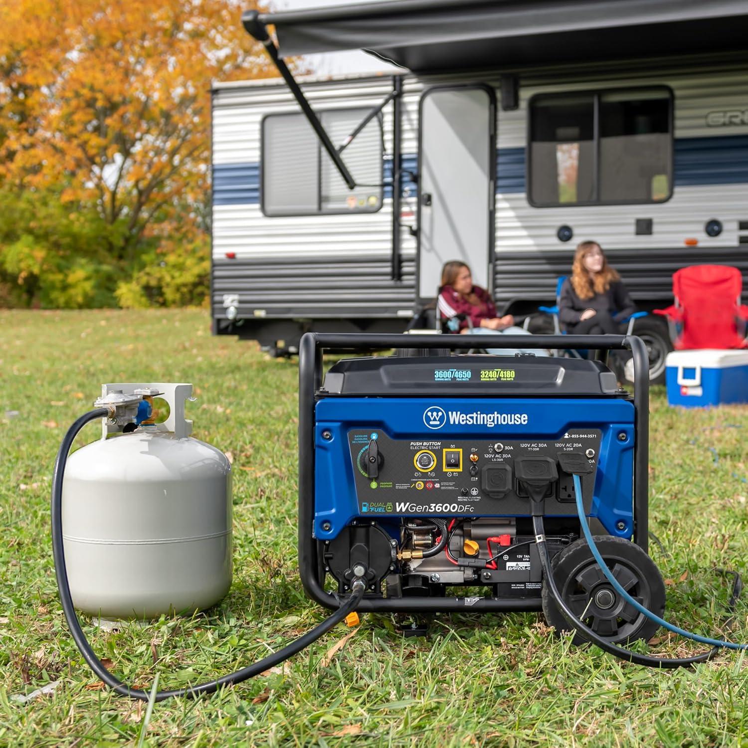 image:imageWestinghouse 4650 Peak Watt Dual Fuel Portable Generator RV Ready 30A Outlet Gas amp Propane Powered CO Sensor4650 Watts Dual Fuel Wheel Kit
