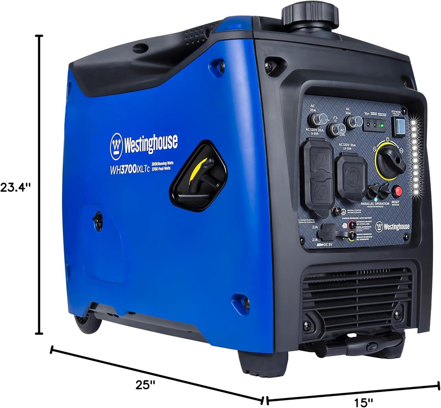 image:imageWestinghouse 5000 Peak Watt Super Quiet Portable Inverter Generator Remote Electric Start with Auto Choke Wheel amp Handle Kit RV Ready Gas Powered Parallel Capable3700 Watts Gas Only RV Ready