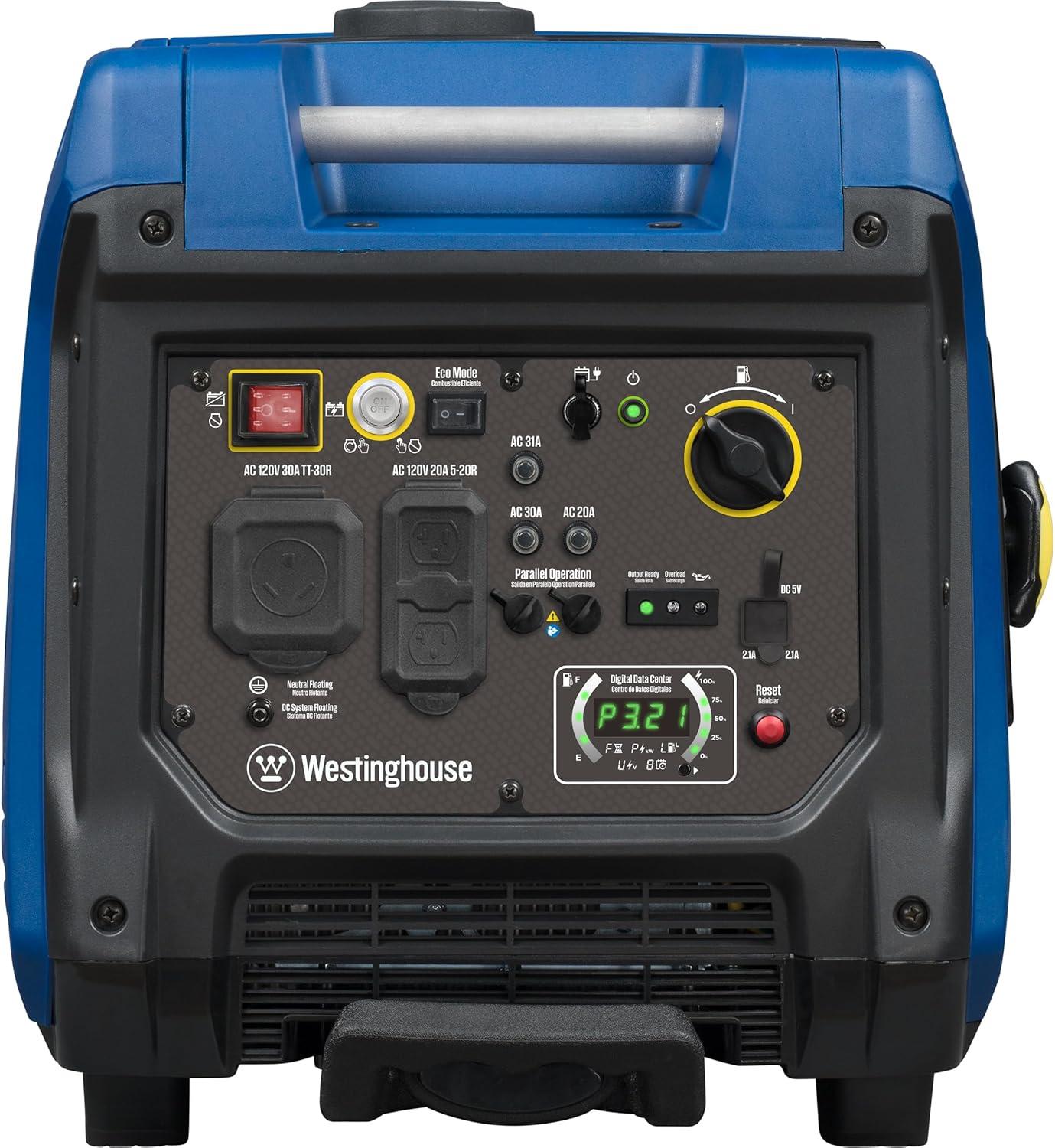 image:imageWestinghouse 5000 Peak Watt Super Quiet Portable Inverter Generator Remote Electric Start with Auto Choke Wheel amp Handle Kit RV Ready Gas Powered Parallel Capable5000 Watts Gas Only Remote Start