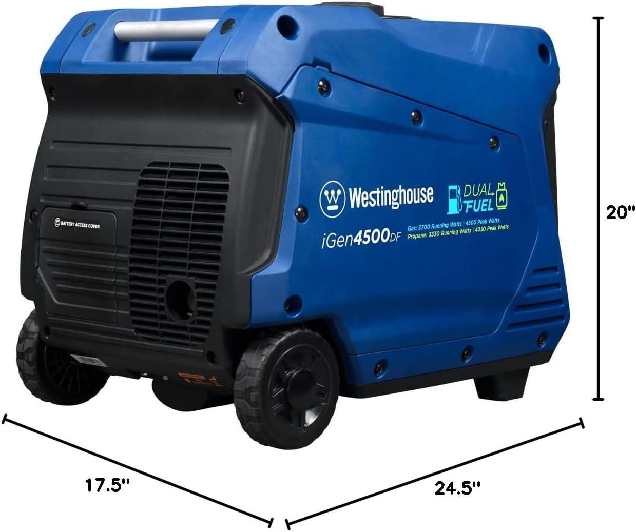 image:imageWestinghouse 5000 Peak Watt Super Quiet Portable Inverter Generator Remote Electric Start with Auto Choke Wheel amp Handle Kit RV Ready Gas Powered Parallel Capable5000 Watts Dual Fuel Remote Start