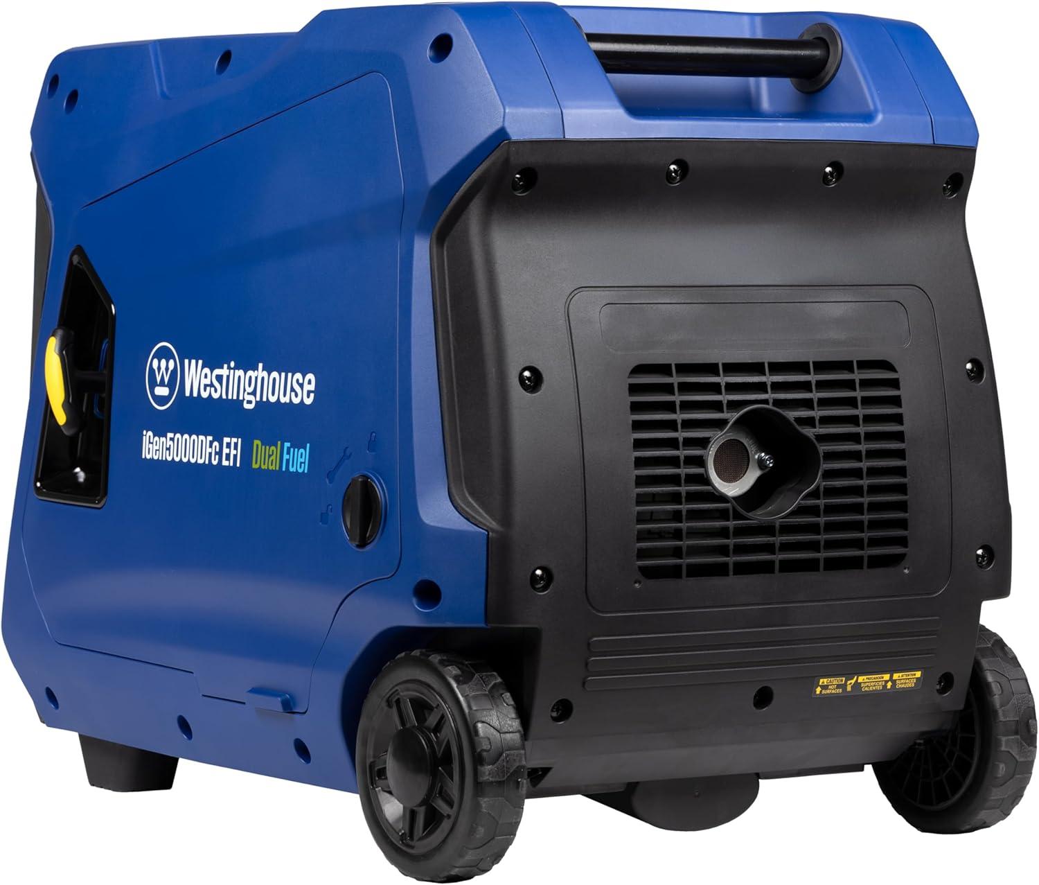 image:imageWestinghouse 5000 Peak Watt Super Quiet Portable Inverter Generator Remote Electric Start with Auto Choke Wheel amp Handle Kit RV Ready Gas Powered Parallel Capable5000 Watts Dual Fuel EFI Remote Start CO Sensor