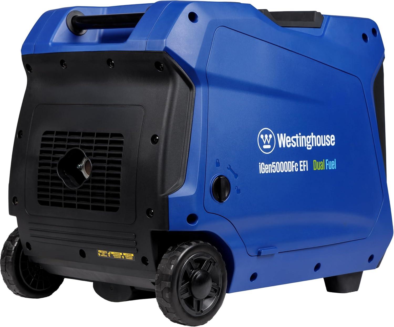 image:imageWestinghouse 5000 Peak Watt Super Quiet Portable Inverter Generator Remote Electric Start with Auto Choke Wheel amp Handle Kit RV Ready Gas Powered Parallel Capable5000 Watts Dual Fuel EFI Remote Start CO Sensor