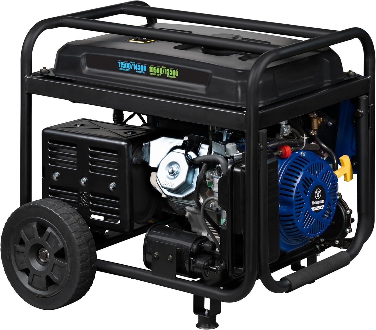 image:imageWestinghouse Outdoor Power Equipment 14500 Peak Watt Dual Fuel Home Backup Portable Generator Remote Electric Start Transfer Switch Ready Gas and Propane Powered14500 Watts Dual Fuel