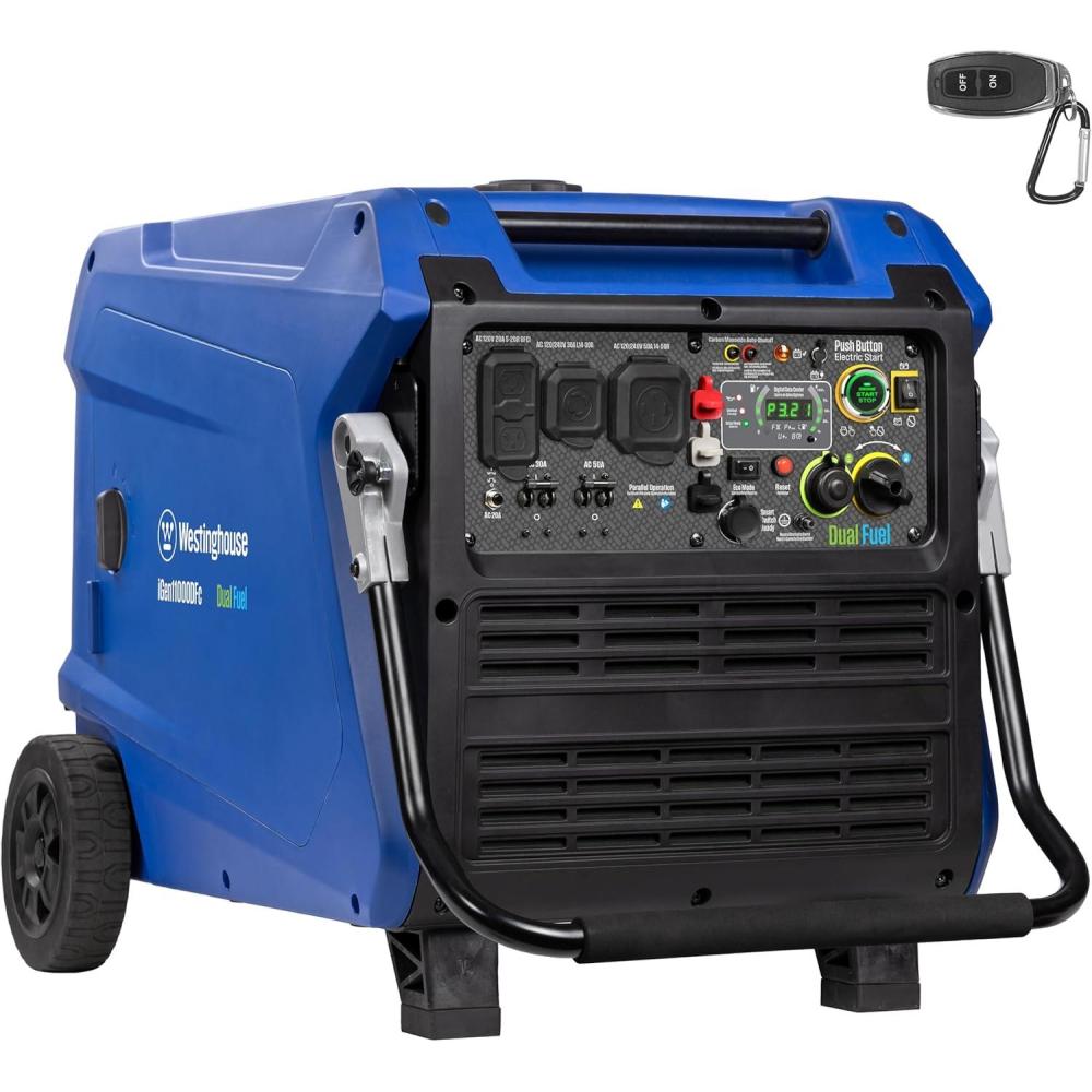 image:imageWestinghouse 11000 Peak Watt TriFuel Portable Inverter Generator Remote Start Transfer Switch Ready GasPropaneNatural Gas Powered Low THD Safe for Electronics Parallel Capable CO Sensor11000 Watts Inverter Dual Fuel