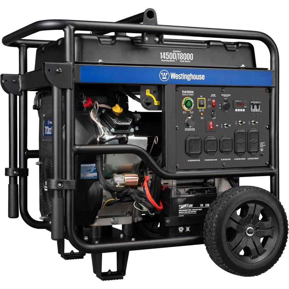 image:imageWestinghouse 18000 Peak Watt TriFuel Home Backup Portable Generator Remote Electric Start Transfer Switch Ready Gas Propane and Natural Gas Powered CO Sensor18000 Watts Gas Only