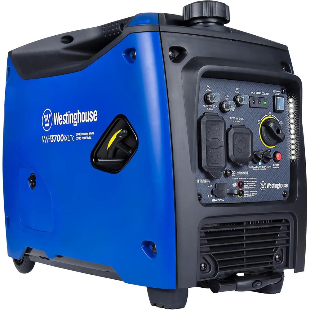 image:imageWestinghouse 5000 Peak Watt Super Quiet Portable Inverter Generator Remote Electric Start with Auto Choke Wheel amp Handle Kit RV Ready Gas Powered Parallel Capable3700 Watts Gas Only RV Ready