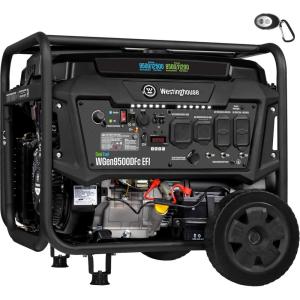 Westinghouse 12500 Peak Watt EFI Tri-Fuel Home Backup Portable Generator, Remote Electric Start, Transfer Switch Ready, Gas, Propane, and Natural Gas Powered, CARB Compliant(12500 Watts – Dual Fuel – EFI)