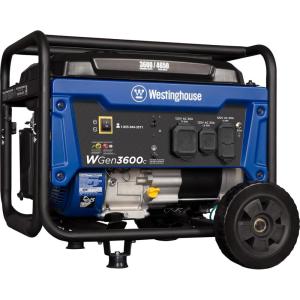 Westinghouse 4650 Peak Watt Dual Fuel Portable Generator, RV Ready 30A Outlet, Gas & Propane Powered, CO Sensor(4650 Watts – Gas Only – Wheel Kit)