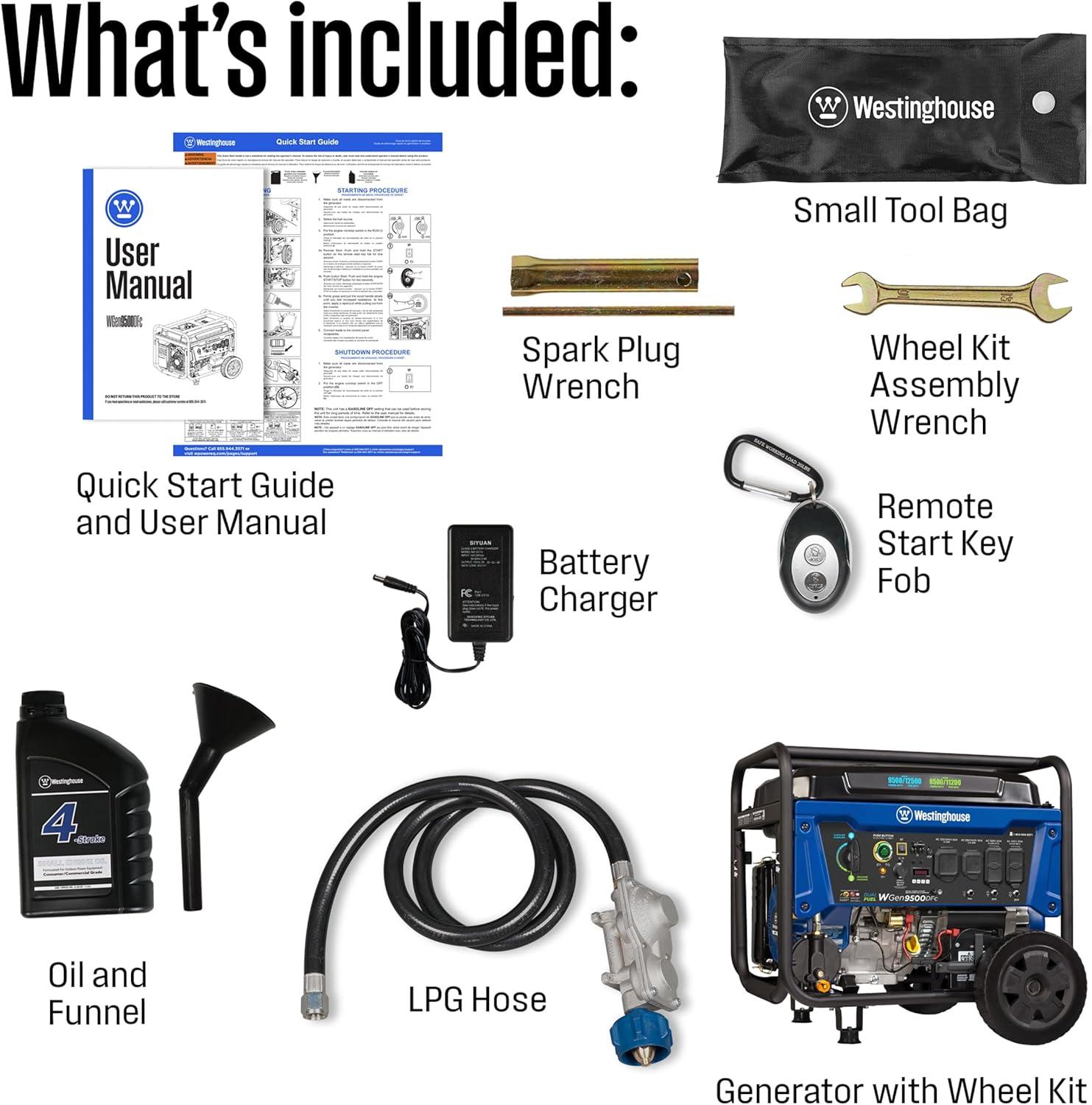 image:imageWestinghouse 12500 Peak Watt Dual Fuel Home Backup Portable Generator Remote Electric Start Transfer Switch Ready Gas and Propane Powered CO Sensor12500 Watts Dual Fuel CO Sensor