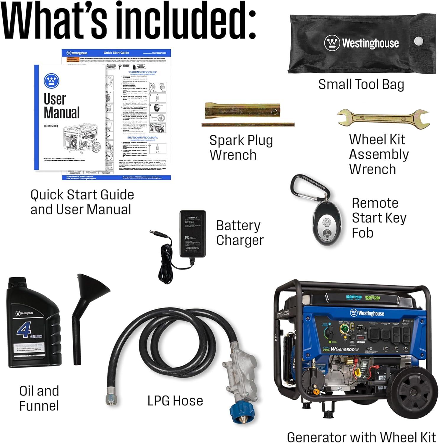 image:imageWestinghouse 12500 Peak Watt Dual Fuel Home Backup Portable Generator Remote Electric Start Transfer Switch Ready Gas and Propane Powered CO Sensor12500 Watts Dual Fuel