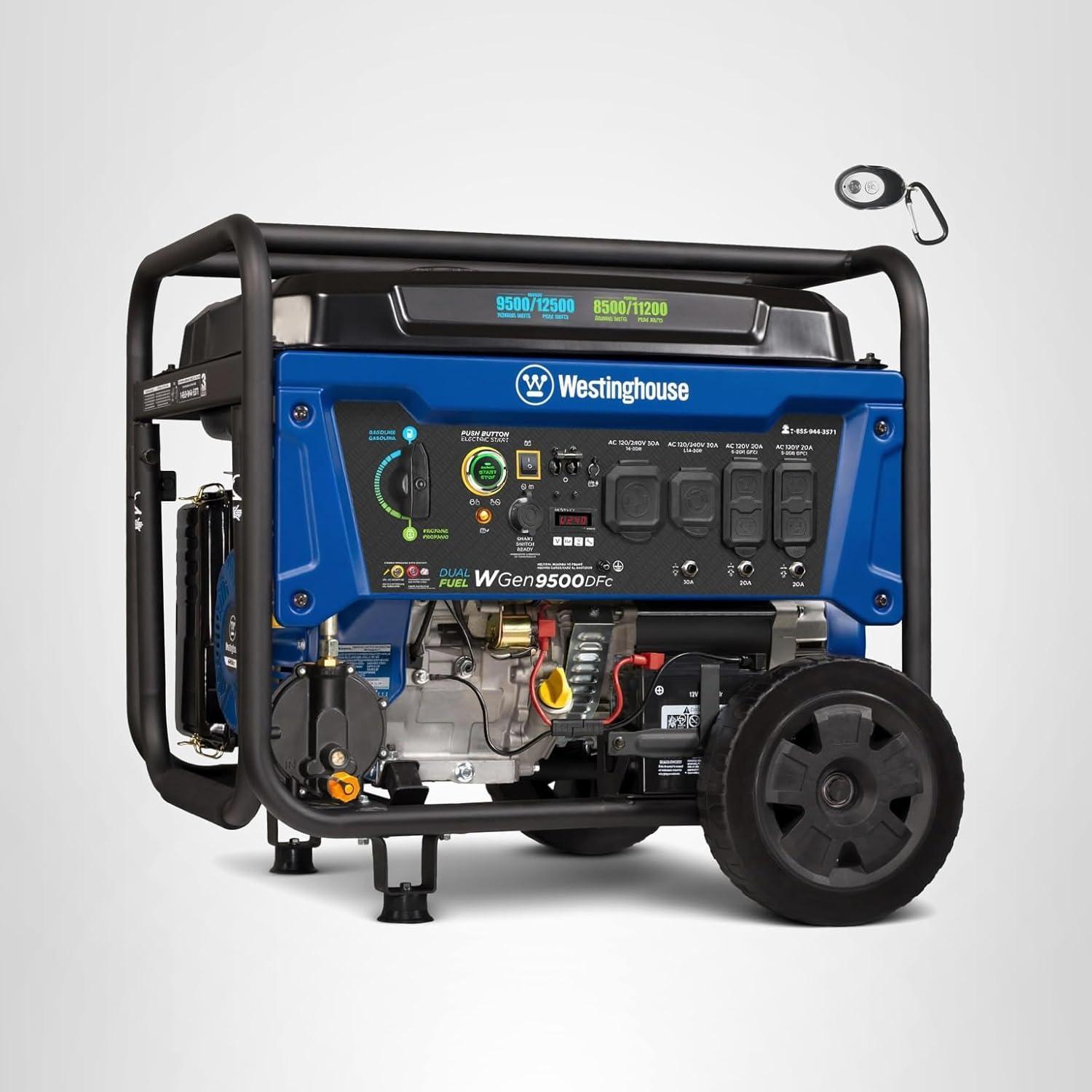 image:imageWestinghouse 12500 Peak Watt Dual Fuel Home Backup Portable Generator Remote Electric Start Transfer Switch Ready Gas and Propane Powered CO Sensor12500 Watts Dual Fuel CO Sensor