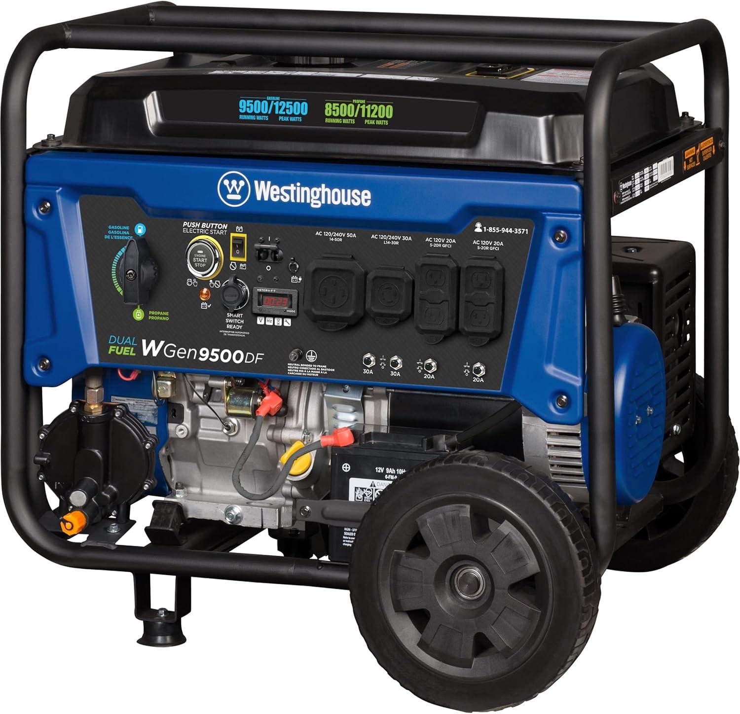 image:imageWestinghouse 12500 Peak Watt Dual Fuel Home Backup Portable Generator Remote Electric Start Transfer Switch Ready Gas and Propane Powered CO Sensor12500 Watts Dual Fuel