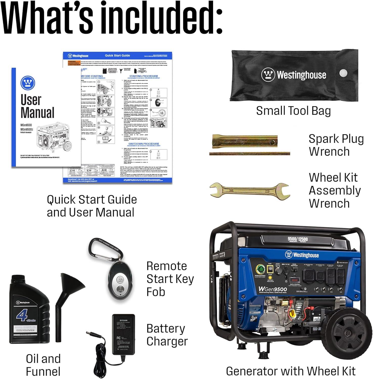 image:imageWestinghouse 12500 Peak Watt Dual Fuel Home Backup Portable Generator Remote Electric Start Transfer Switch Ready Gas and Propane Powered CO Sensor12500 Watts Gas Only