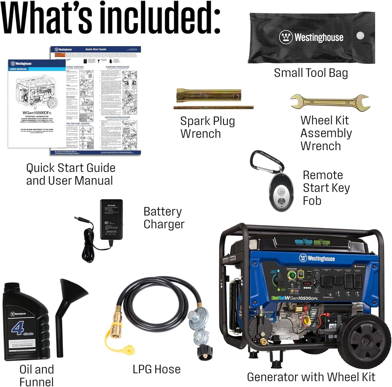 image:imageWestinghouse 12500 Peak Watt Dual Fuel Home Backup Portable Generator Remote Electric Start Transfer Switch Ready Gas and Propane Powered CO Sensor13500 Watts Dual Fuel CO Sensor