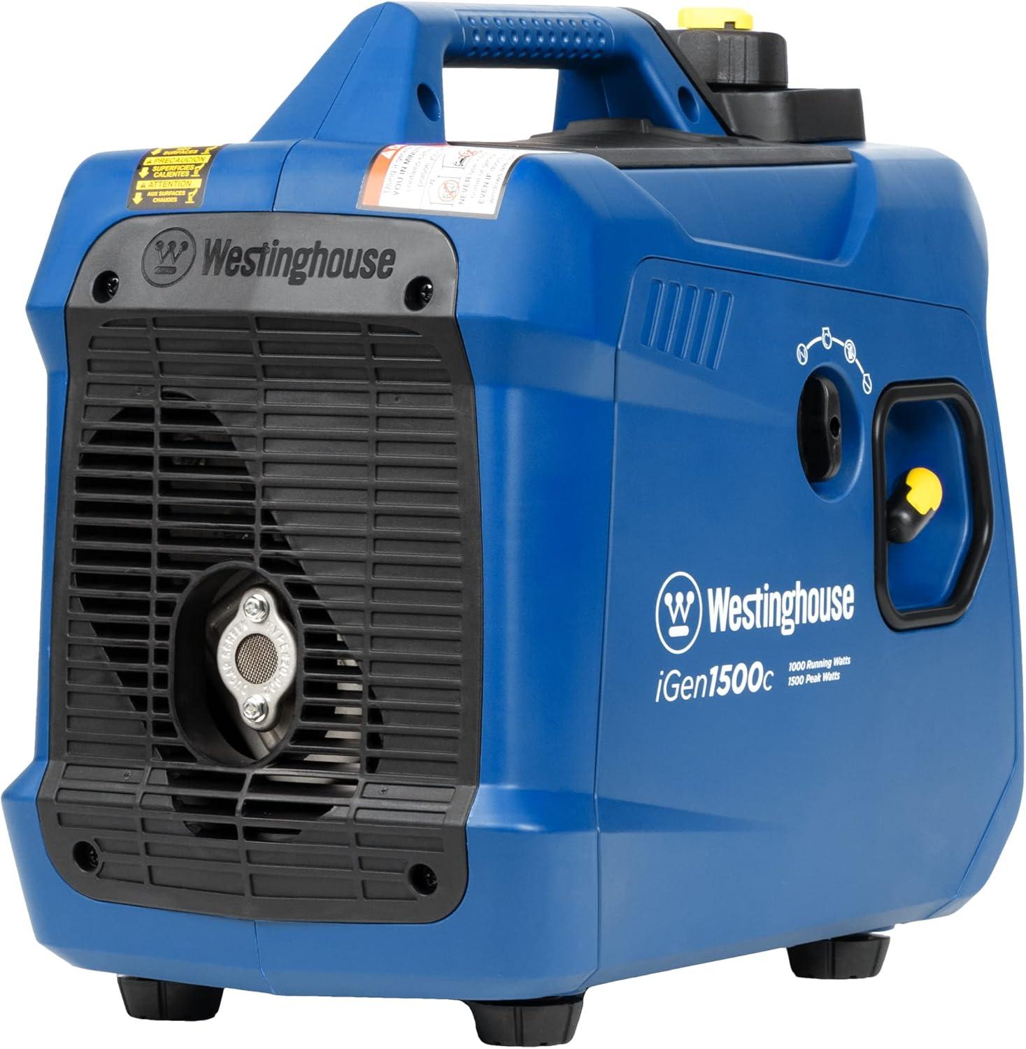 image:imageWestinghouse 1500 Peak Watt Super Quiet amp Lightweight Portable Inverter Generator Gas Powered CO Sensor Parallel Capable Long Run TimeBlue1500 Watts Gas Only