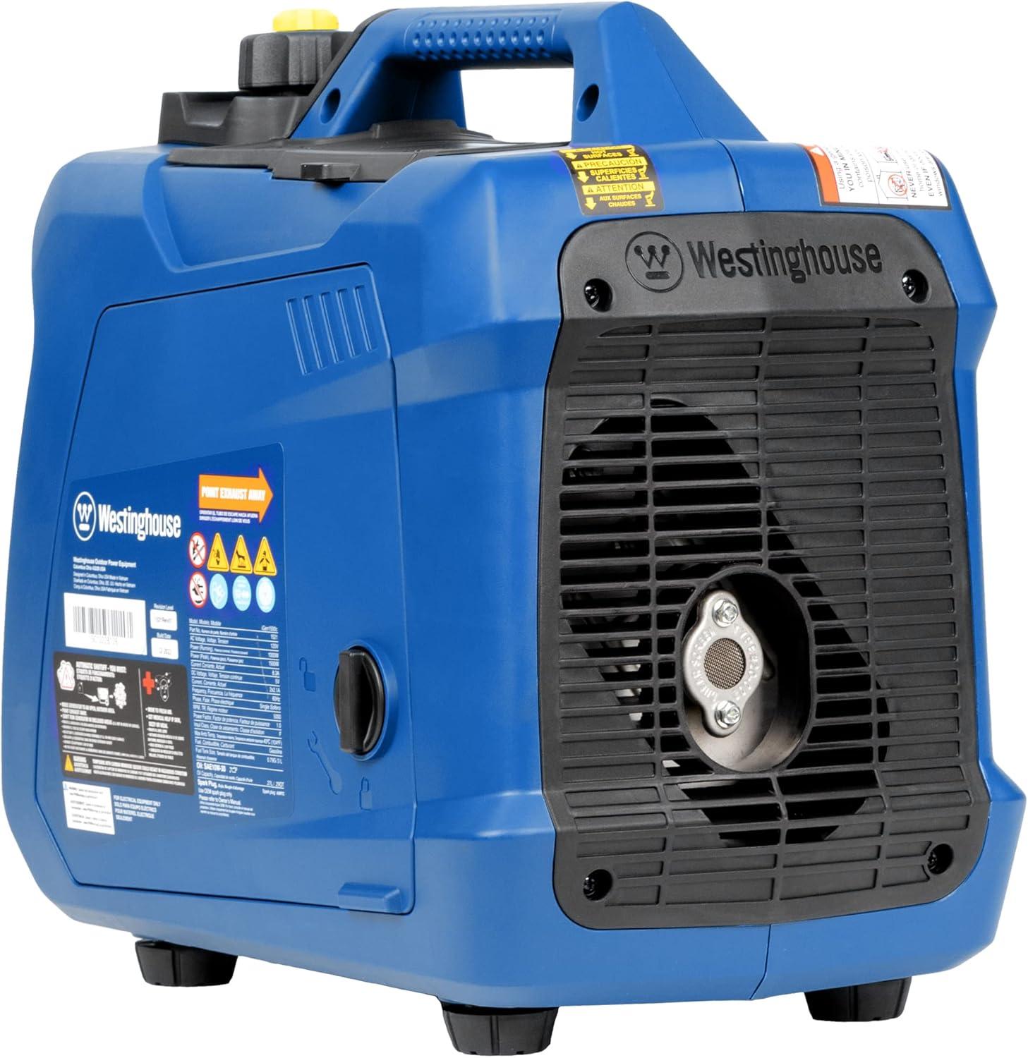 image:imageWestinghouse 1500 Peak Watt Super Quiet amp Lightweight Portable Inverter Generator Gas Powered CO Sensor Parallel Capable Long Run TimeBlue1500 Watts Gas Only