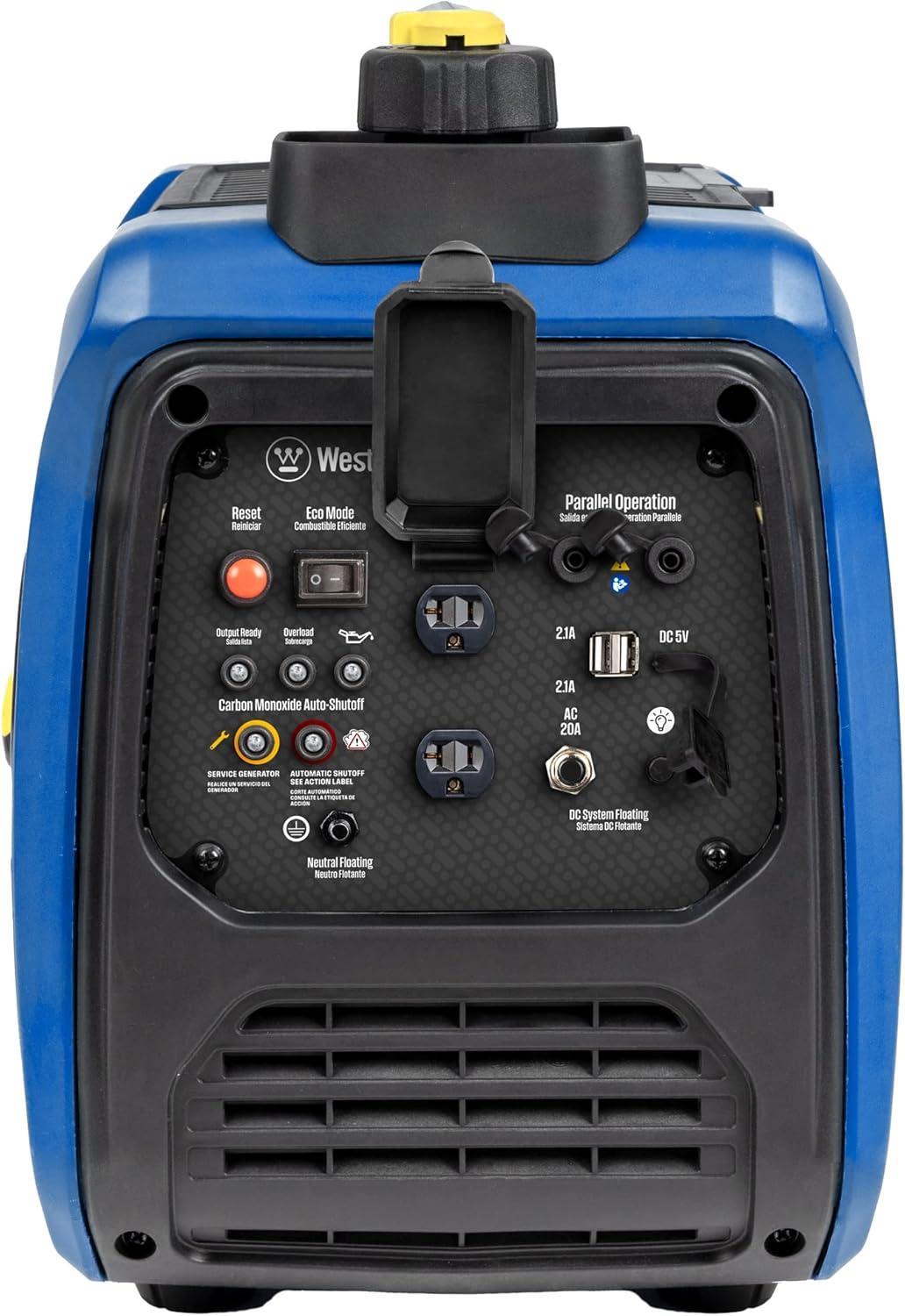 image:imageWestinghouse 1500 Peak Watt Super Quiet amp Lightweight Portable Inverter Generator Gas Powered CO Sensor Parallel Capable Long Run TimeBlue1500 Watts Gas Only