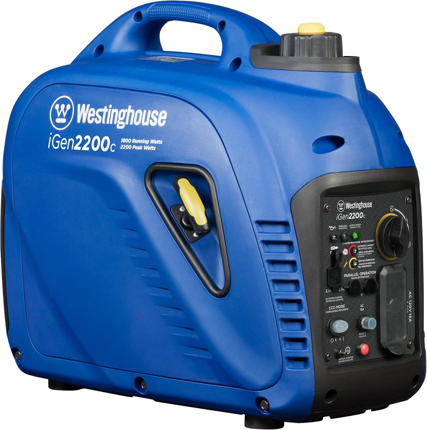 image:imageWestinghouse 1500 Peak Watt Super Quiet amp Lightweight Portable Inverter Generator Gas Powered CO Sensor Parallel Capable Long Run TimeBlue2200 Watts Gas Only