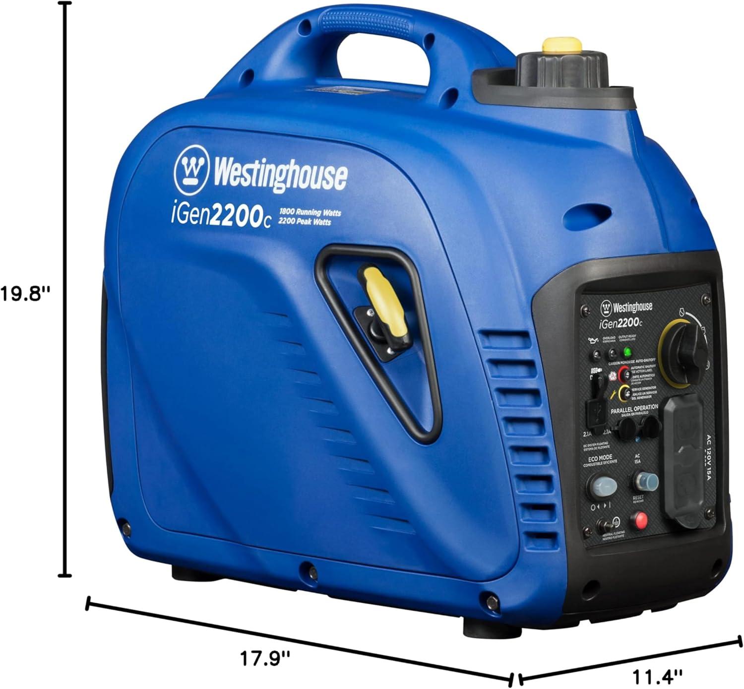 image:imageWestinghouse 1500 Peak Watt Super Quiet amp Lightweight Portable Inverter Generator Gas Powered CO Sensor Parallel Capable Long Run TimeBlue2200 Watts Gas Only