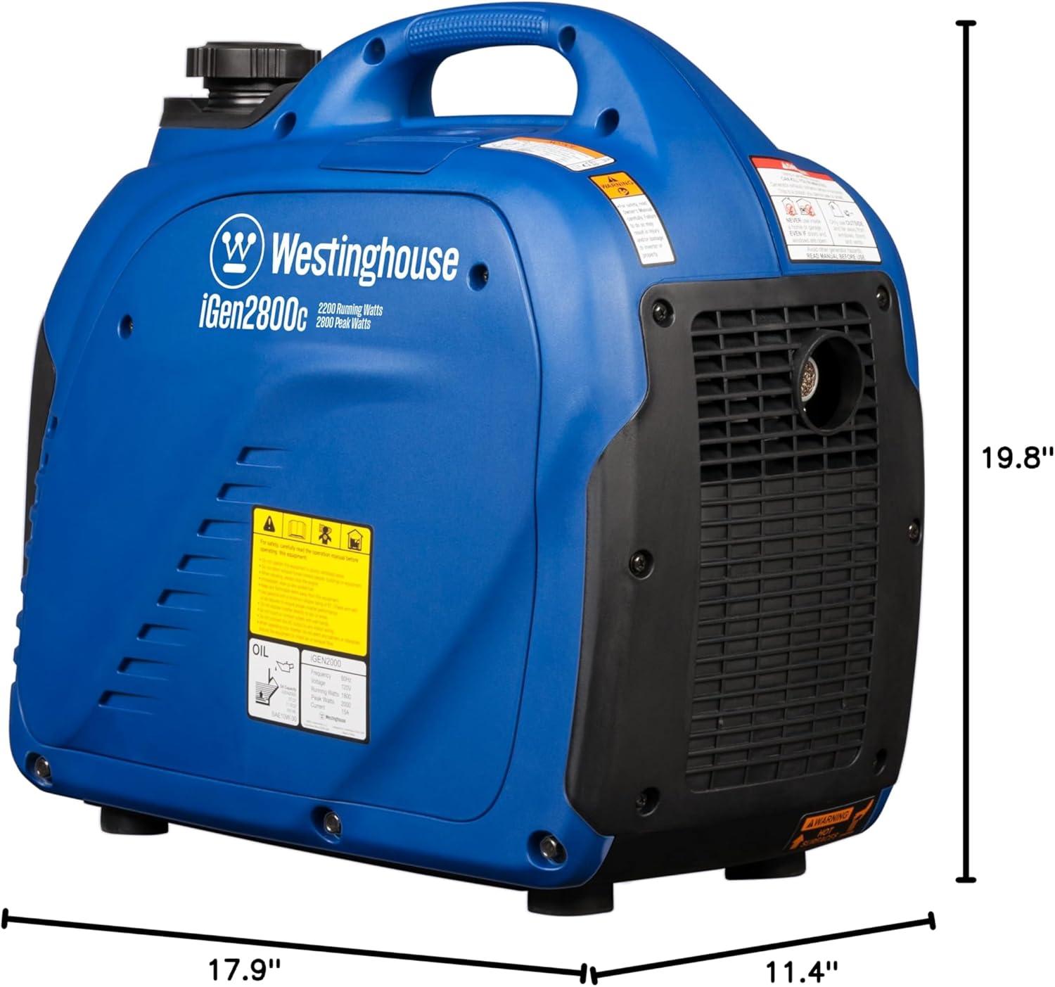 image:imageWestinghouse 1500 Peak Watt Super Quiet amp Lightweight Portable Inverter Generator Gas Powered CO Sensor Parallel Capable Long Run TimeBlue2800 Watts Gas Only