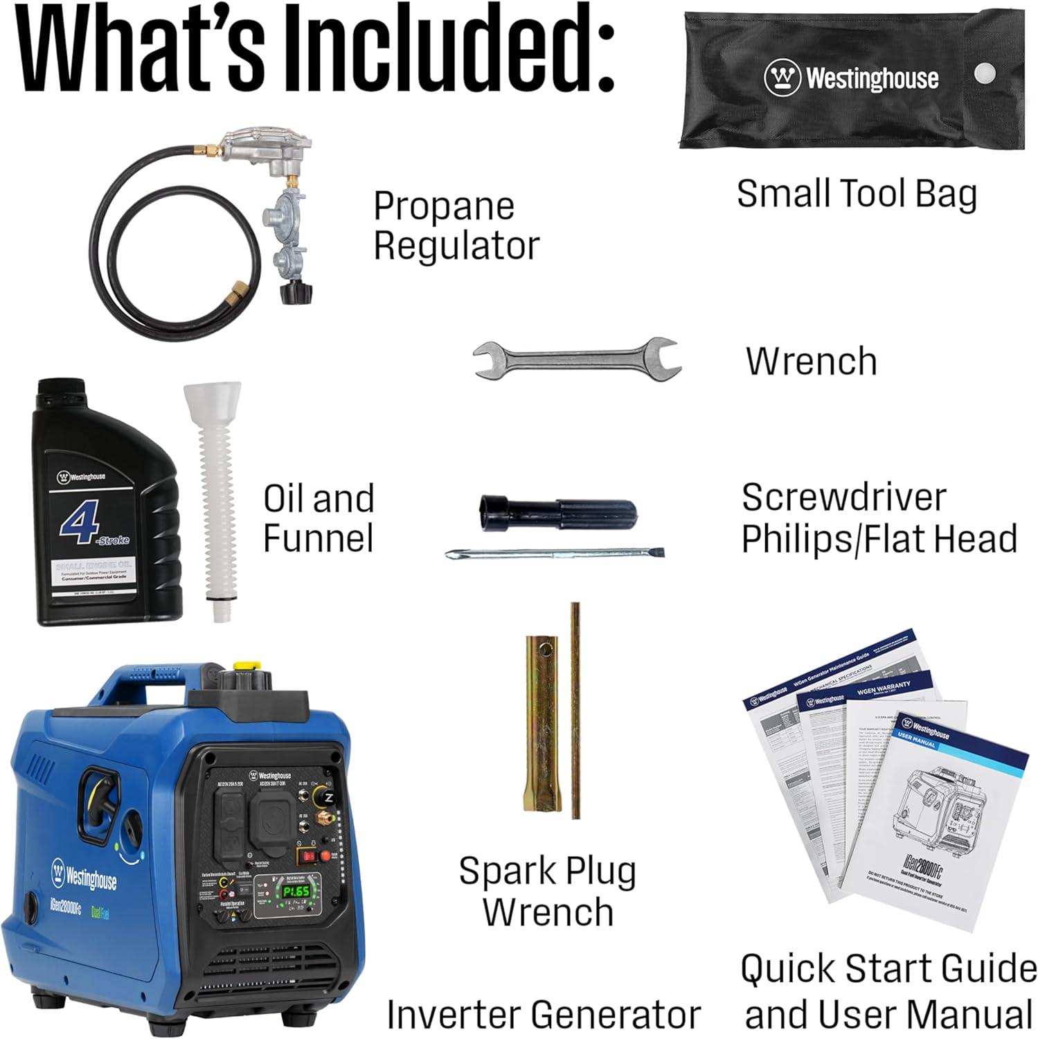 image:imageWestinghouse 1500 Peak Watt Super Quiet amp Lightweight Portable Inverter Generator Gas Powered CO Sensor Parallel Capable Long Run TimeBlue2800 Watts Dual Fuel
