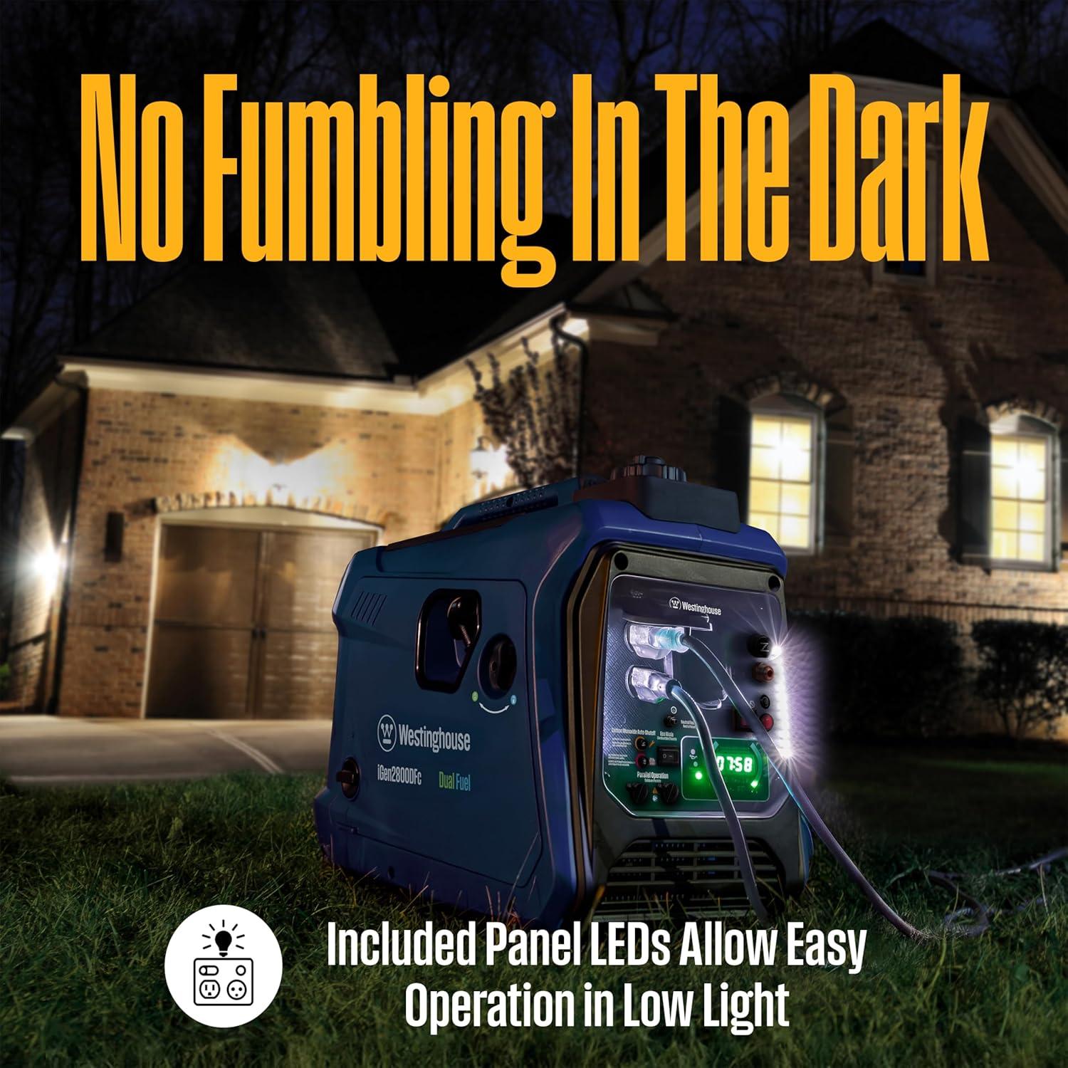 image:imageWestinghouse 1500 Peak Watt Super Quiet amp Lightweight Portable Inverter Generator Gas Powered CO Sensor Parallel Capable Long Run TimeBlue2800 Watts Dual Fuel