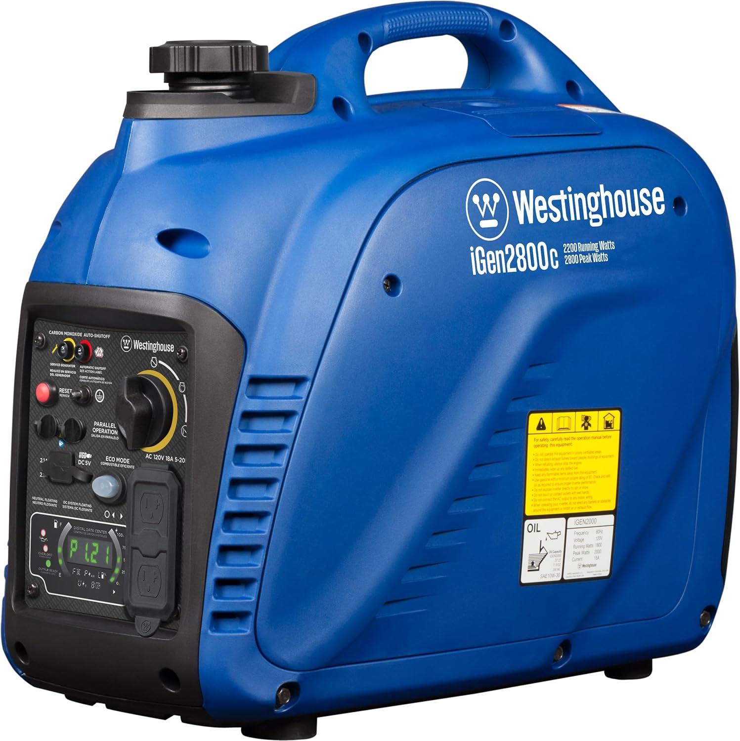 image:imageWestinghouse 1500 Peak Watt Super Quiet amp Lightweight Portable Inverter Generator Gas Powered CO Sensor Parallel Capable Long Run TimeBlue2800 Watts Gas Only