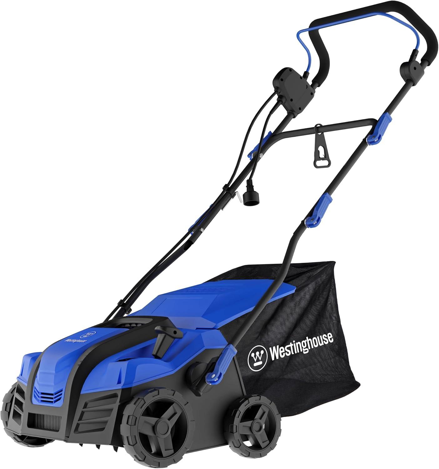 image:imageWestinghouse 16Inch 15 Amp 2in1 Corded Lawn Electric Dethatcher and Scarifier with 145 Gallon Thatch Collection Bag 5Position Depth Adjustment Foldable Handle for Lawn Yard and Grass16 Inch AeratorDethatcher