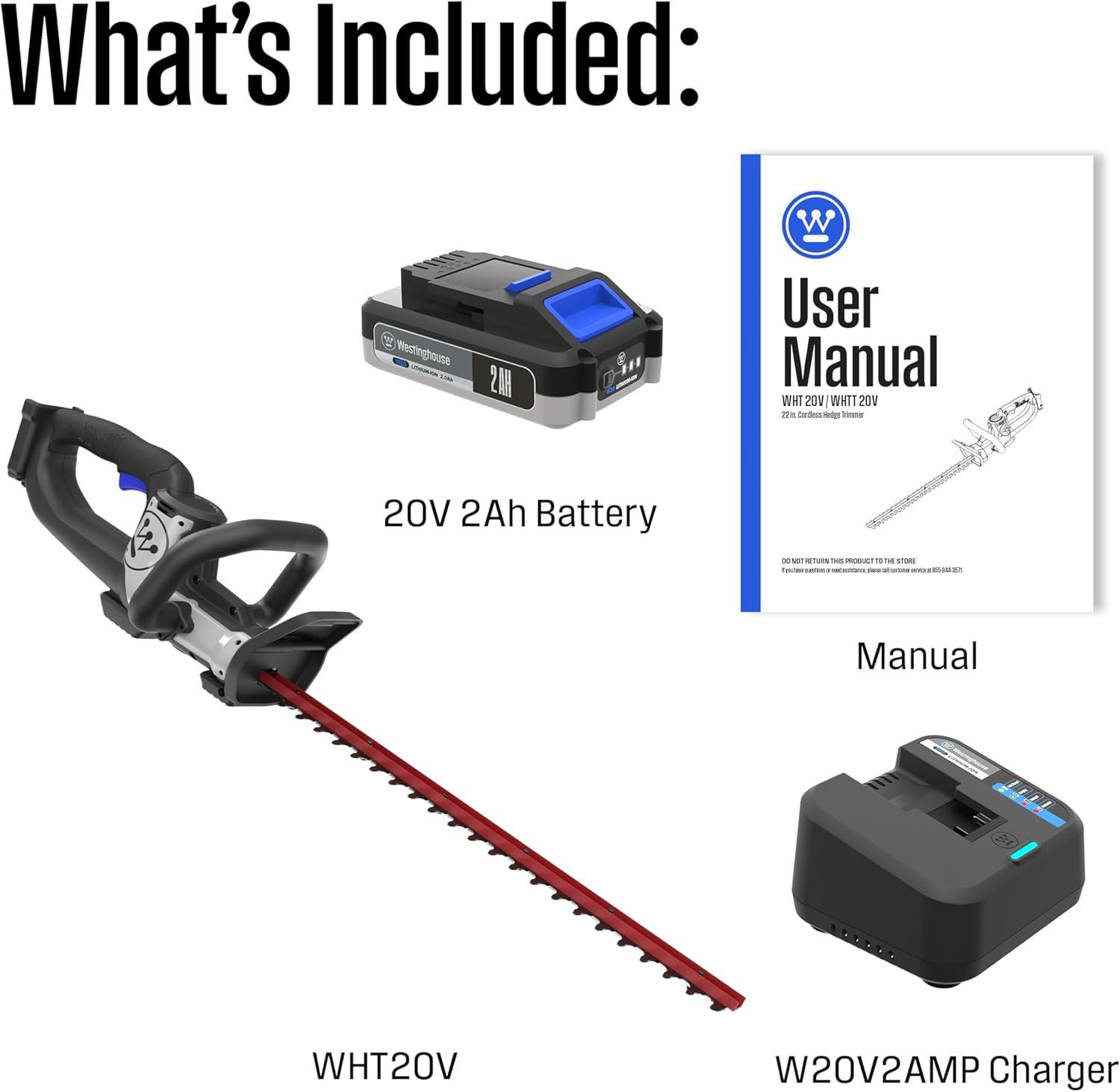 image:imageWestinghouse 20V Cordless Leaf Blower 350 CFM 110 MPH 2in1 Cordless String Trimmer and Edger 12 Inch Cutting Path with 40Ah Battery and Charger20V Hedge Trimmer