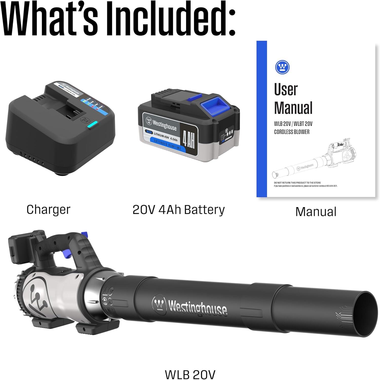 image:imageWestinghouse 20V Cordless Leaf Blower 350 CFM 110 MPH 2in1 Cordless String Trimmer and Edger 12 Inch Cutting Path with 40Ah Battery and Charger20V Leaf Blower