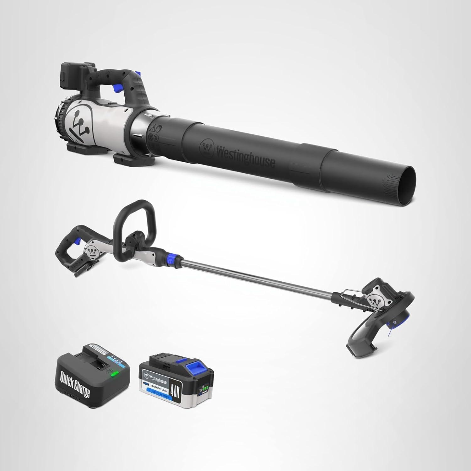 image:imageWestinghouse 20V Cordless Leaf Blower 350 CFM 110 MPH 2in1 Cordless String Trimmer and Edger 12 Inch Cutting Path with 40Ah Battery and ChargerLeaf BlowerString Trimmer Kit