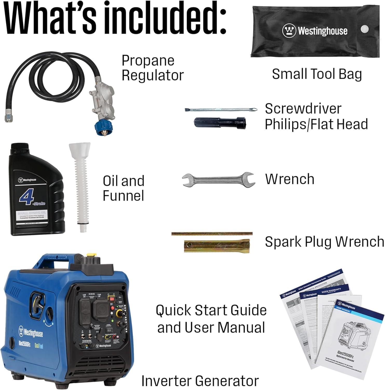 image:imageWestinghouse 2550 Peak Watt Super Quiet amp Lightweight Portable Inverter Generator RV Ready 30A Outlet Gas Powered CO Sensor Parallel Capable Long Run TimeBlue2550 Watts Dual Fuel CO Sensor