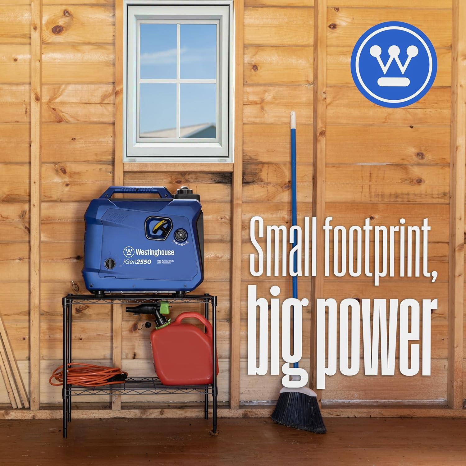 image:imageWestinghouse 2550 Peak Watt Super Quiet amp Lightweight Portable Inverter Generator RV Ready 30A Outlet Gas Powered CO Sensor Parallel Capable Long Run TimeBlue2550 Watts Gas Only