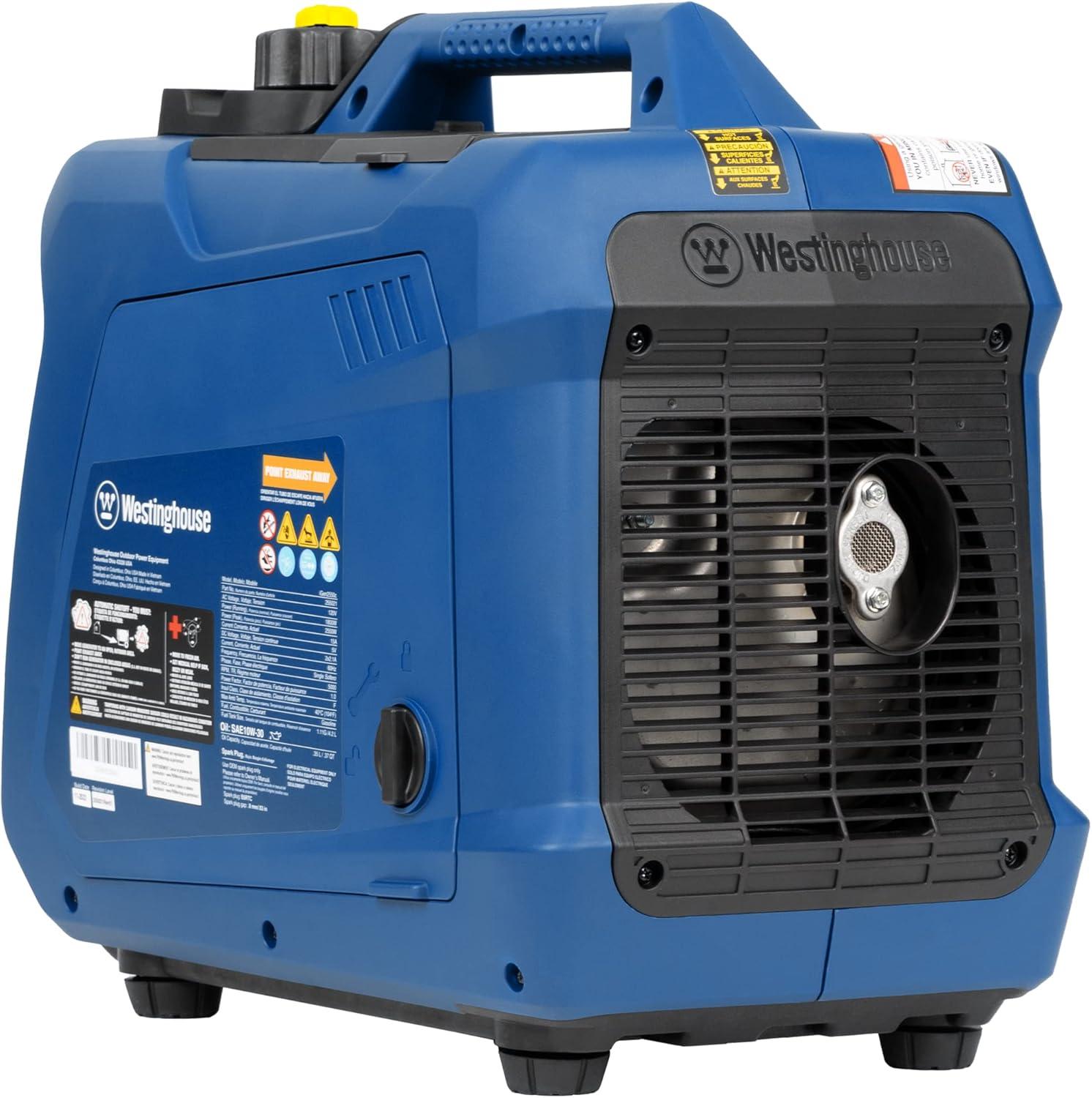image:imageWestinghouse 2550 Peak Watt Super Quiet amp Lightweight Portable Inverter Generator RV Ready 30A Outlet Gas Powered CO Sensor Parallel Capable Long Run TimeBlue2550 Watts Gas Only CO Sensor