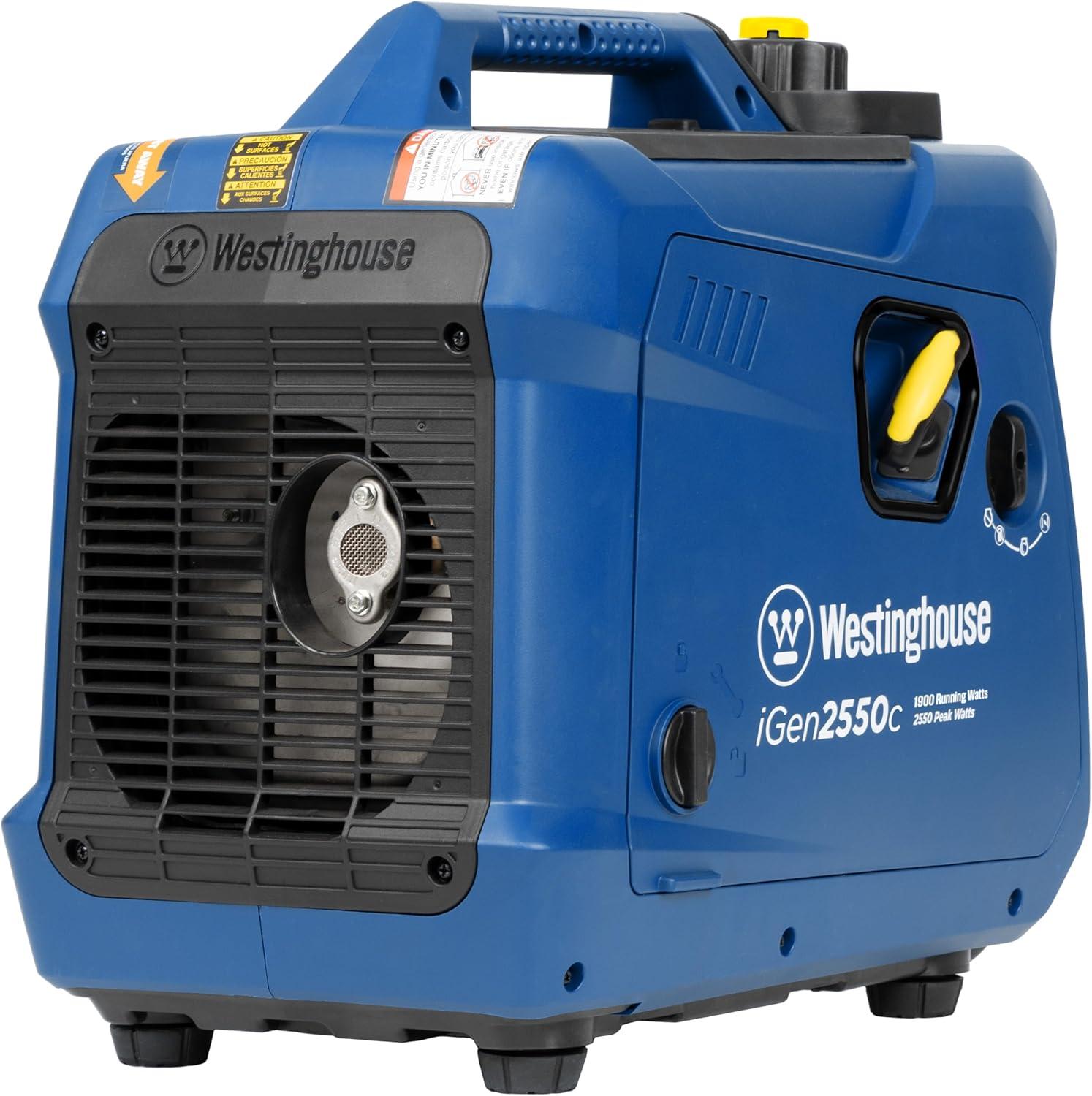 image:imageWestinghouse 2550 Peak Watt Super Quiet amp Lightweight Portable Inverter Generator RV Ready 30A Outlet Gas Powered CO Sensor Parallel Capable Long Run TimeBlue2550 Watts Gas Only CO Sensor
