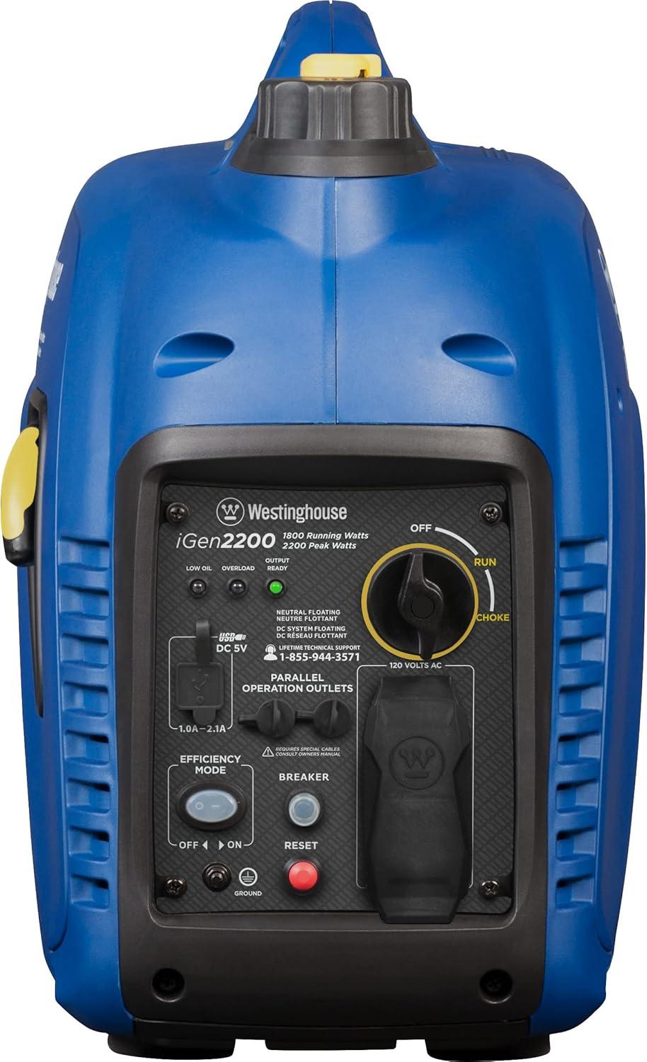 image:imageWestinghouse 2800 Peak Watt Super Quiet amp Lightweight Portable Inverter Generator Gas Powered Parallel Capable Long Run Time2200 Watts Gas Only
