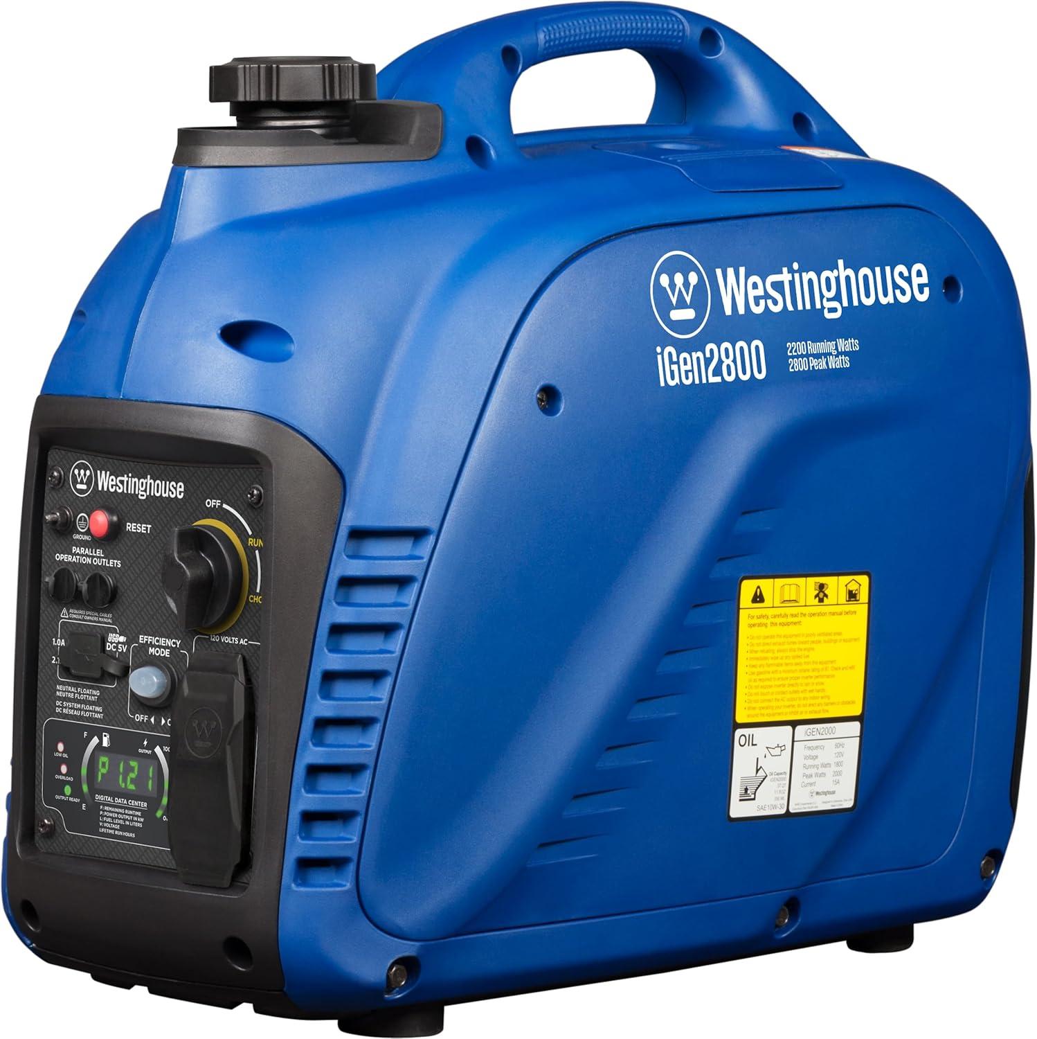 image:imageWestinghouse 2800 Peak Watt Super Quiet amp Lightweight Portable Inverter Generator Gas Powered Parallel Capable Long Run Time2800 Watts Gas Only