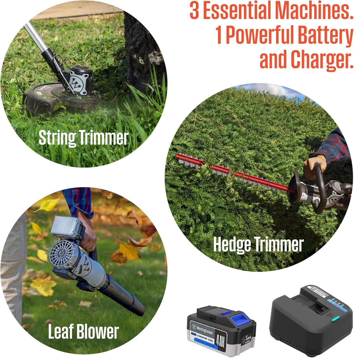 image:imageWestinghouse 40V 18 Inch Brushless Cordless Push Lawn Mower 6 Height Positions 2 40Ah Batteries and Charger IncludedLeaf BlowerHedge TrimmerString Trimmer Kit
