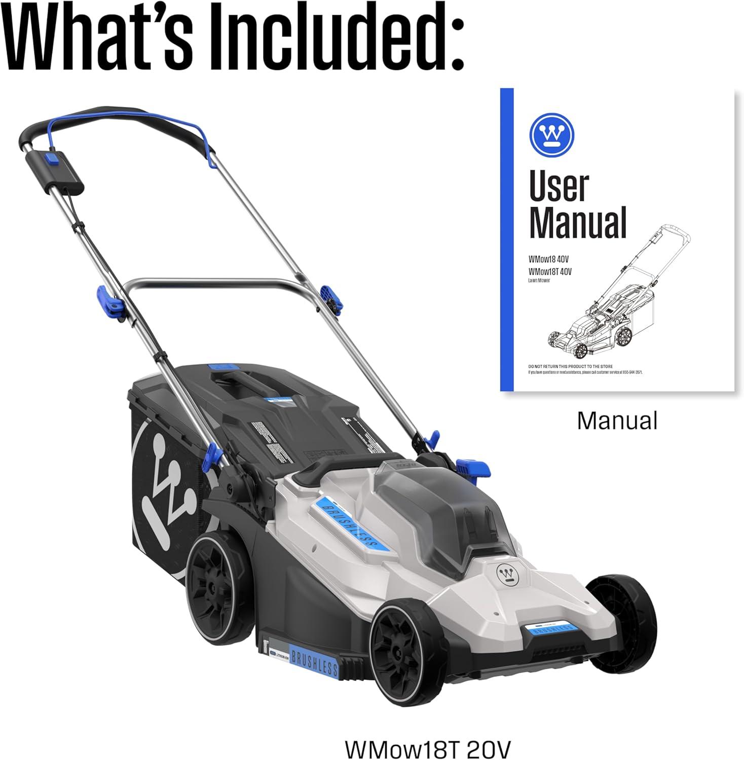 image:imageWestinghouse 40V 18 Inch Cordless Push Lawn Mower Tool Only 6 Height Positions Up to 3100 RPM40V 18 Mower Tool Only