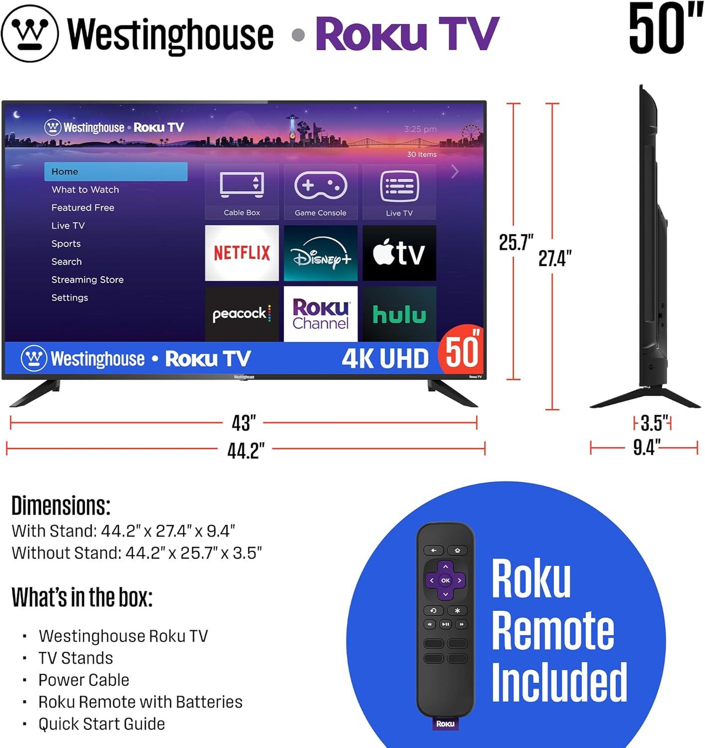 image:imageWestinghouse 4K 50 Inch TV and 312 AllinOne Sound Bar
